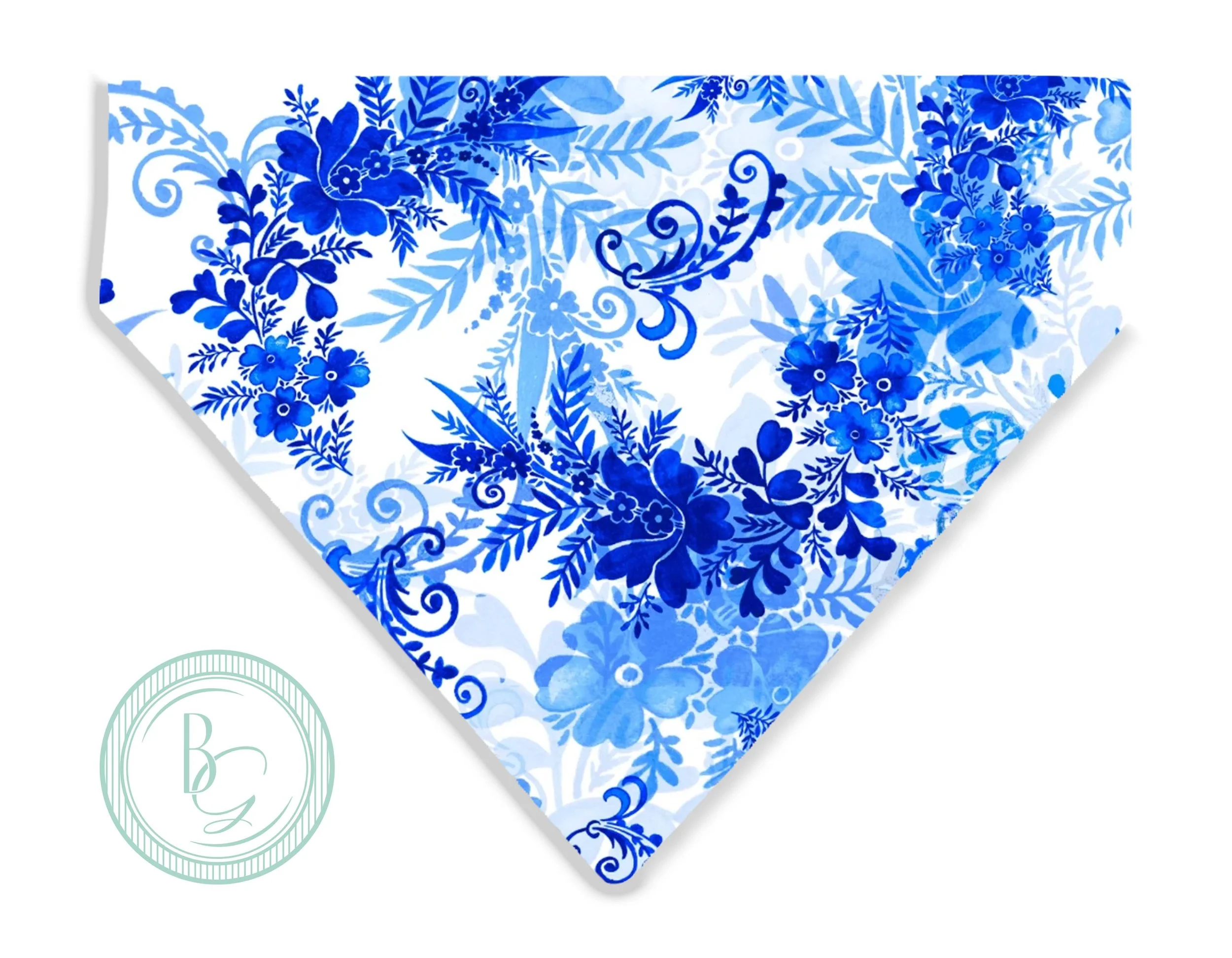 Blue Floral Ink Bandana.jpg