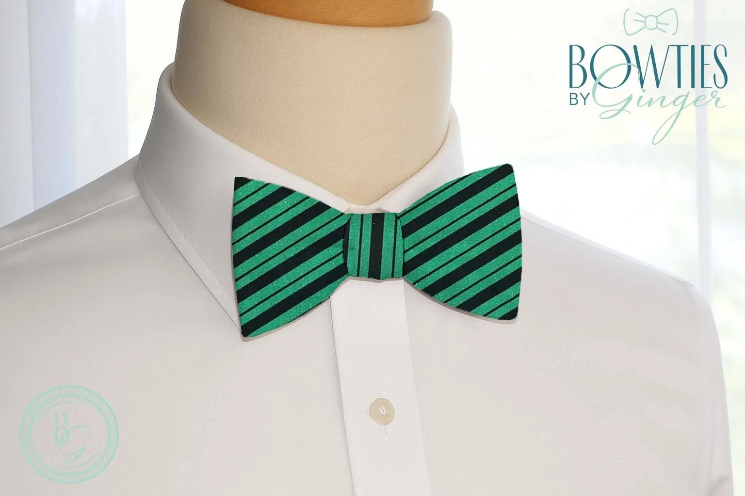 Haunted Mansion Inspired Green Striped Bowtie