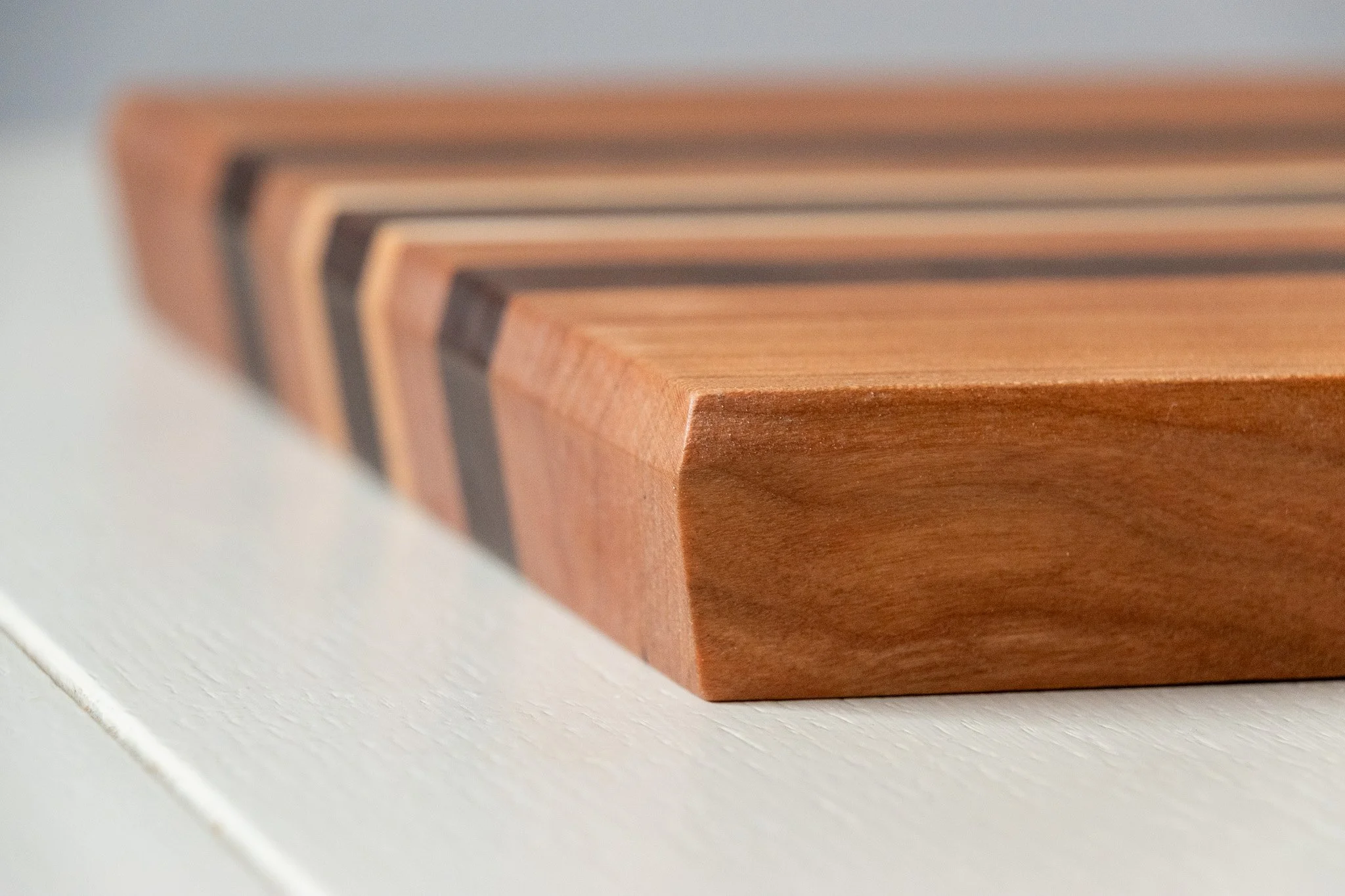 Hand Made Cherry, American Black Walnut and Maple Chopping Board Profile