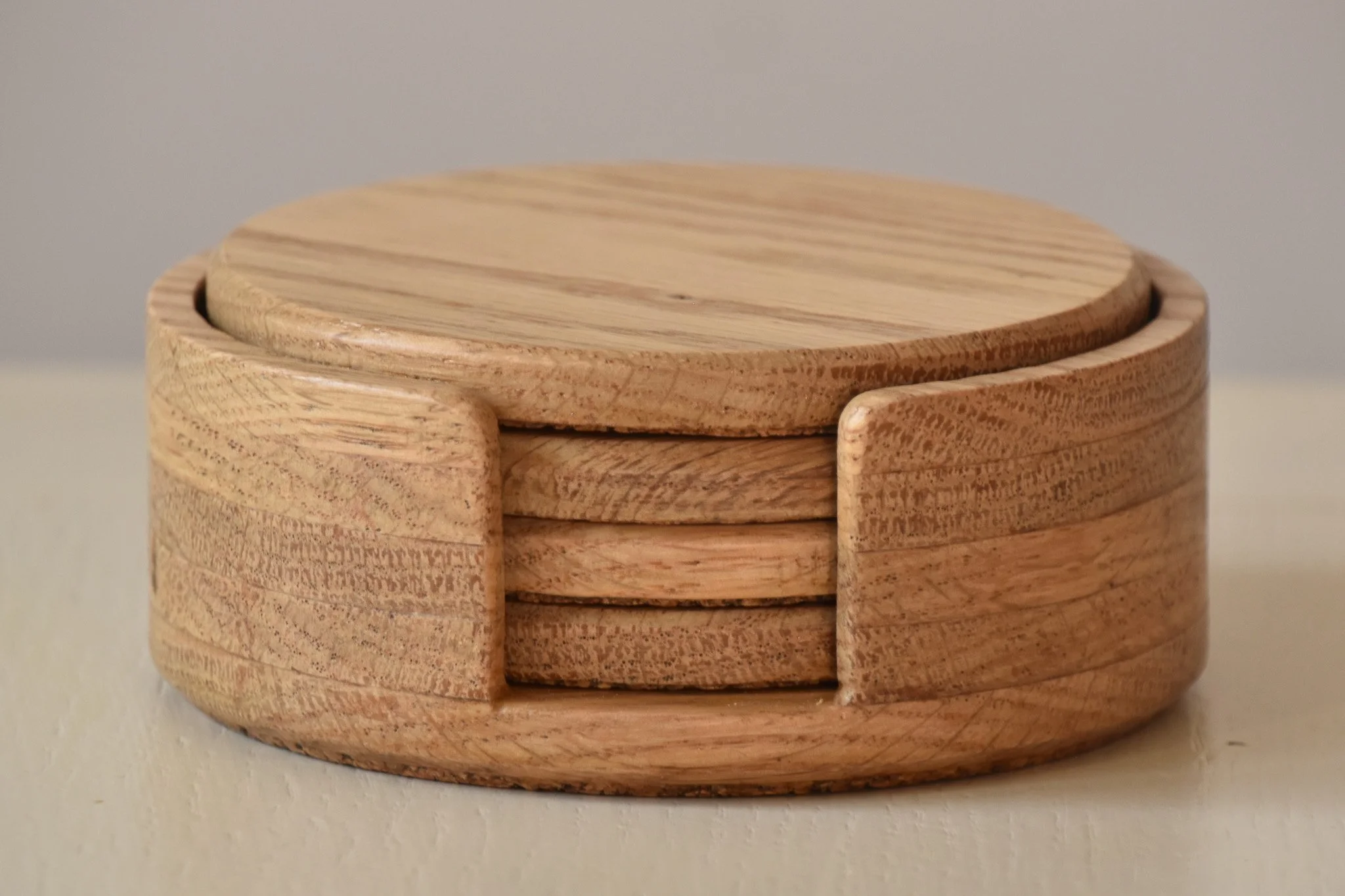 Oak Coaster Set with Holder