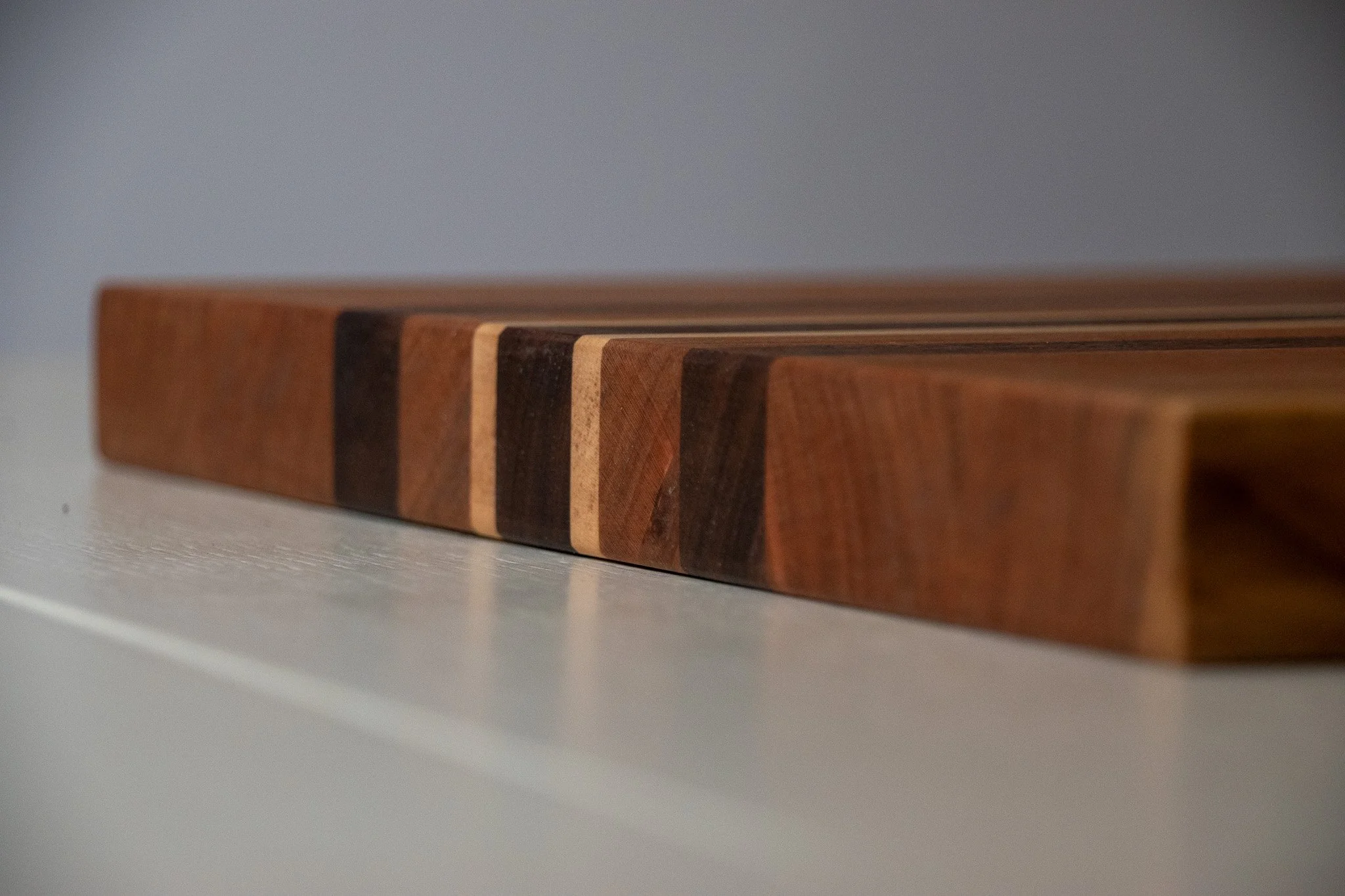 Large Hand Made Cherry, American Black Walnut and Maple Chopping Board Profile