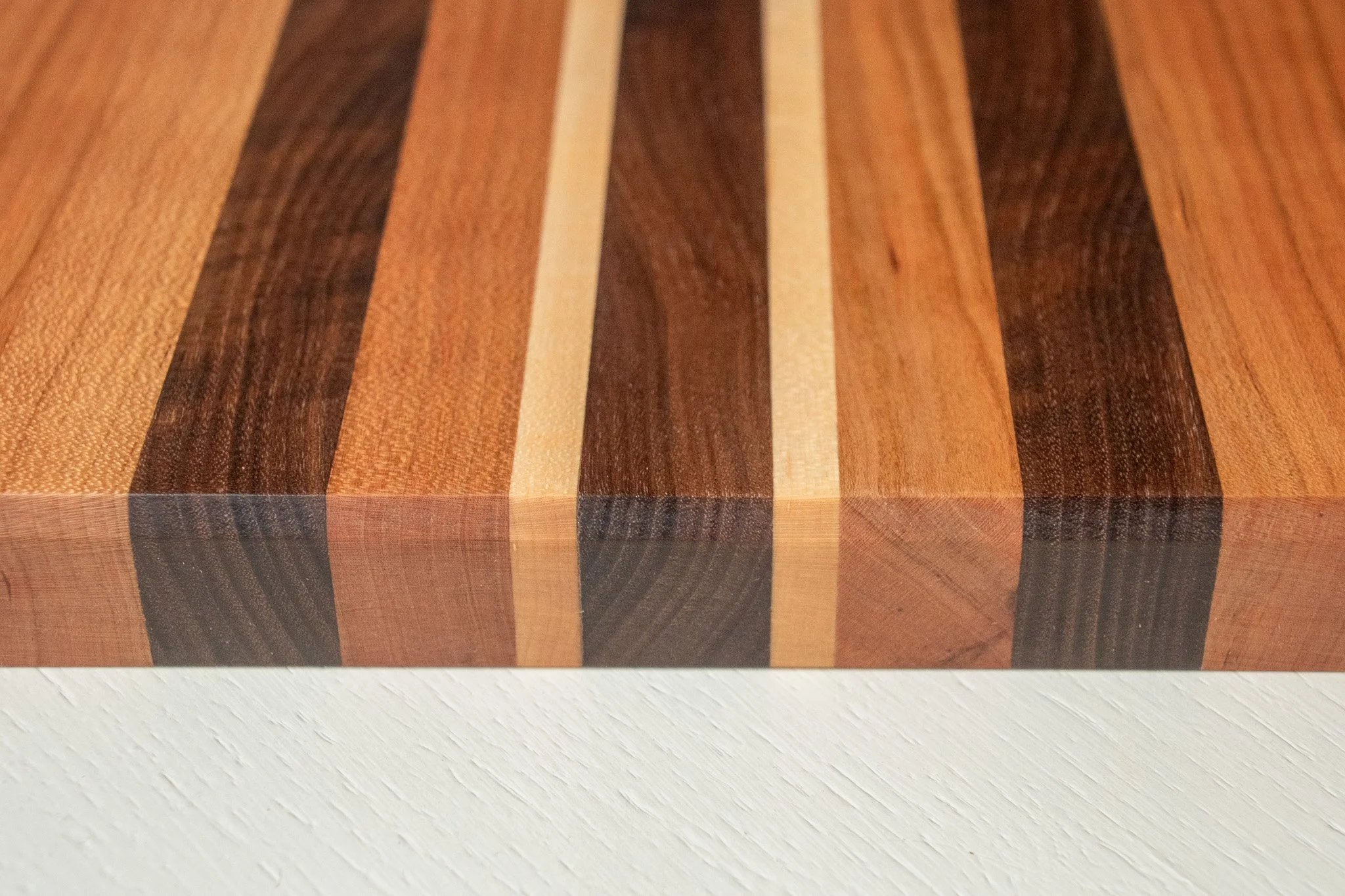 Hand Made Cherry, American Black Walnut and Maple Chopping Board Profile