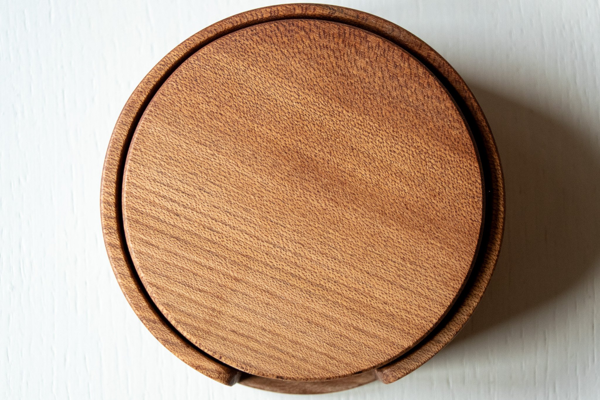 Handmade Elm Hardwood Coaster Set with Holder