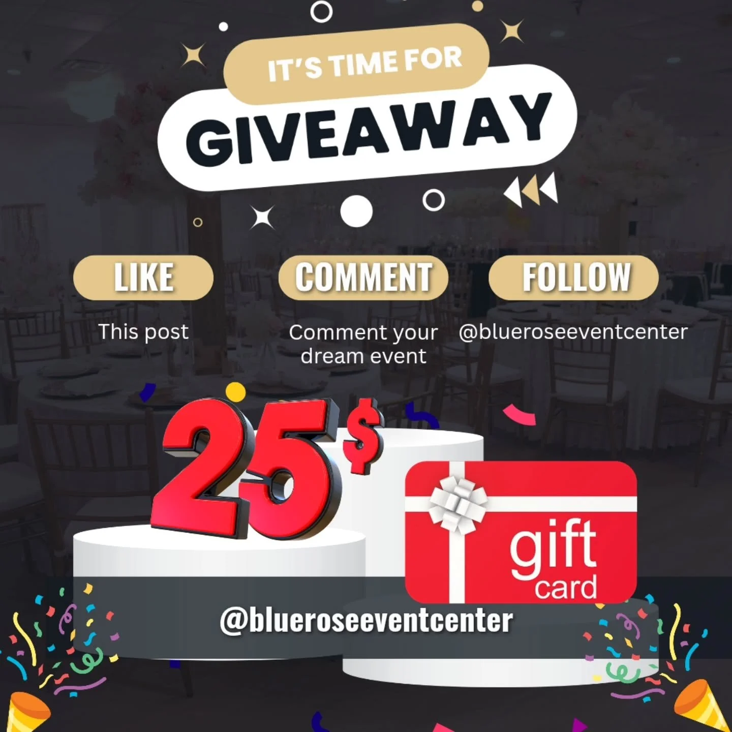 🎯 GIVEAWAY TIME! 💌

We want to know&hellip; what would you celebrate at Blue Rose Event Center?

🥳 A wedding? A baby shower? A milestone birthday or intimate gathering? Tell us your dream event in the comments for a chance to win a $25 Target gift