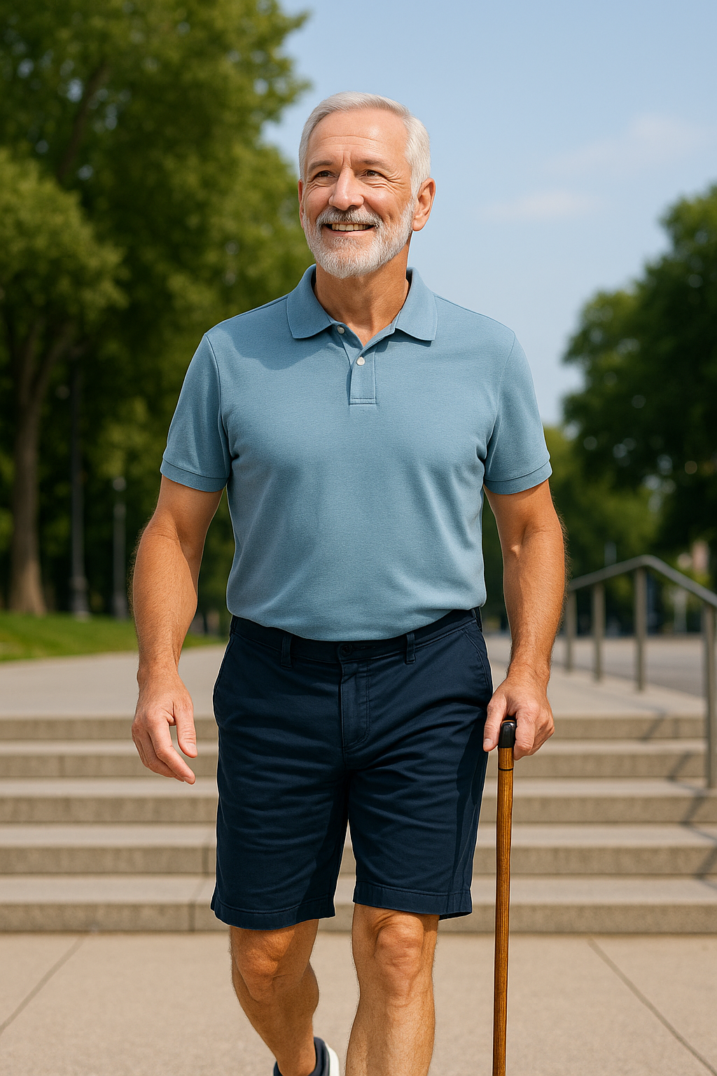 Patient walking confidently after hip replacement surgery in Lancaster, OH