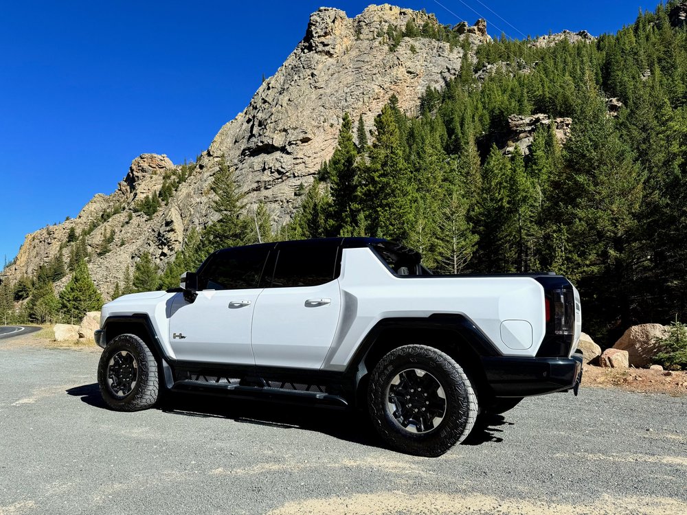 White GMC Hummer EV used in Altitude Tech Life ownership testing.