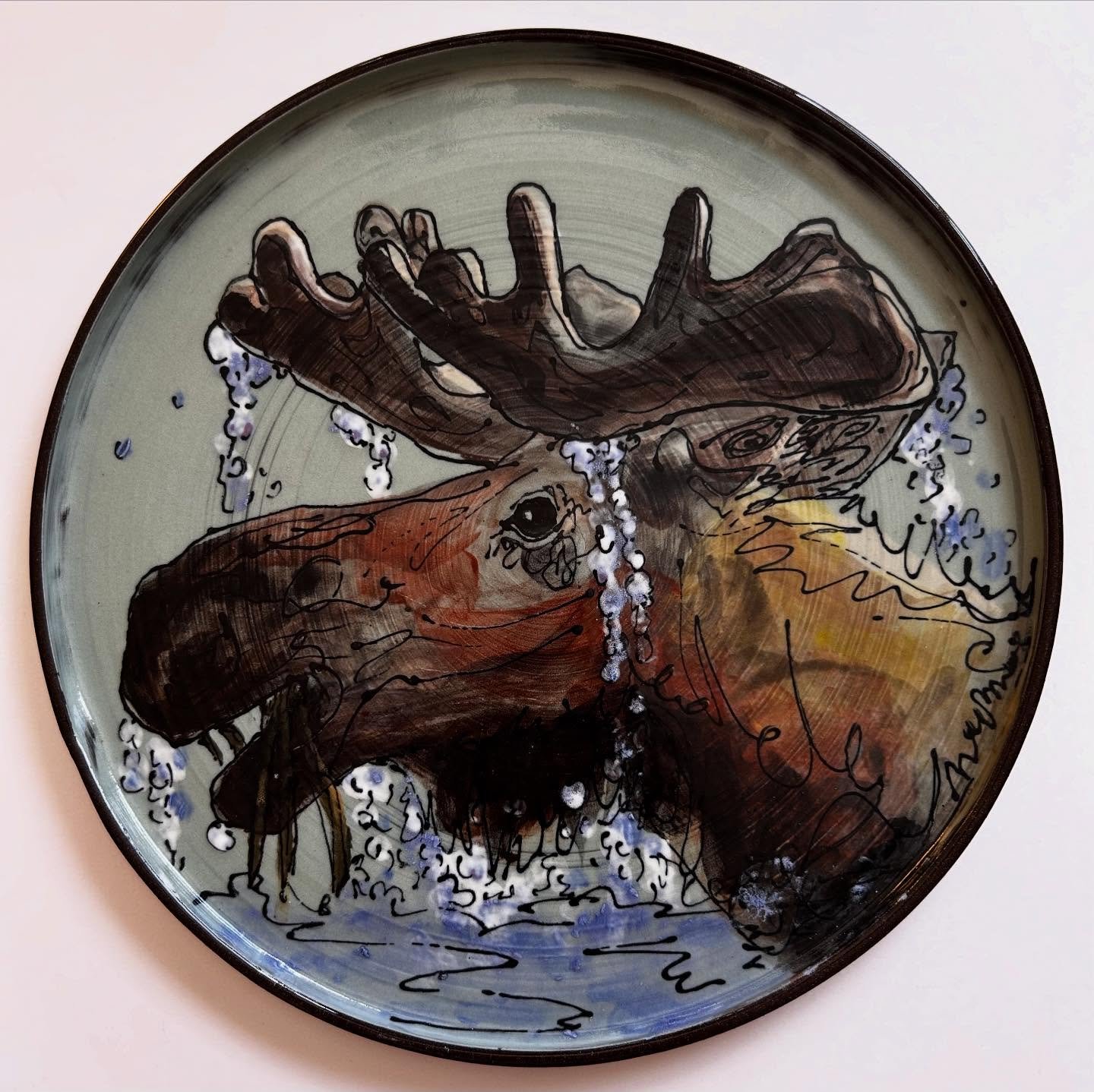 Animal plate series , Moose🫎.

#plates
#animsl
#drawing 
#moose