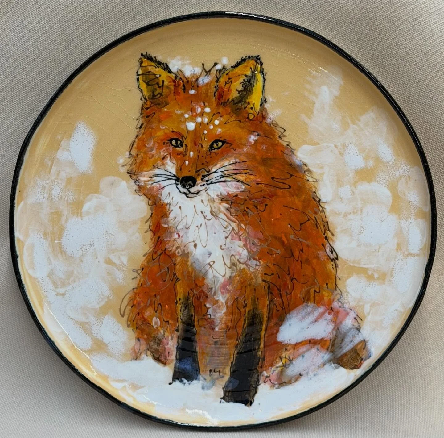 Animal series plate :: Fox 🦊 

#drawing 
#plates 
#pottery