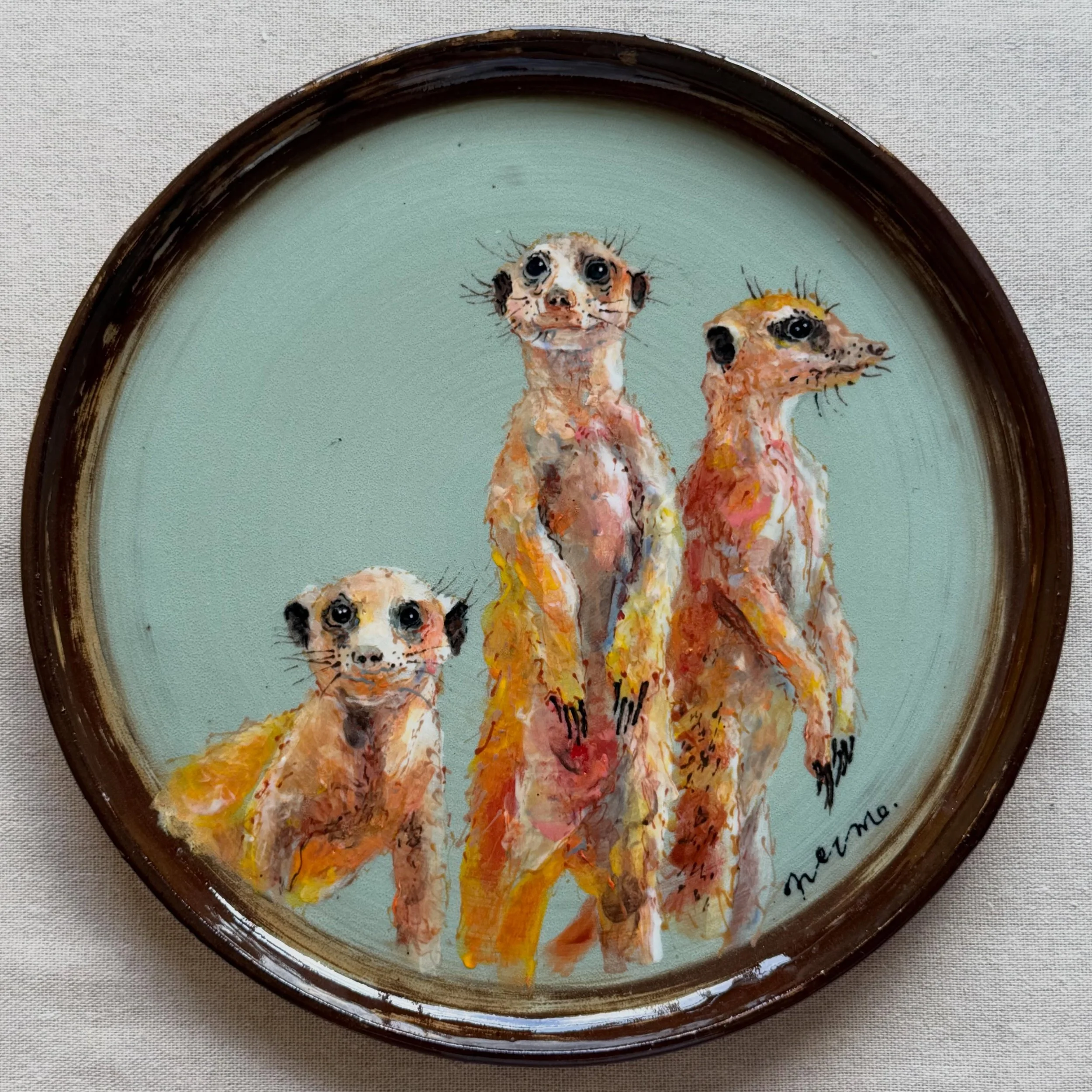 Meerkat plate. 🤎💛🤍

#pottery
#painting
#animal