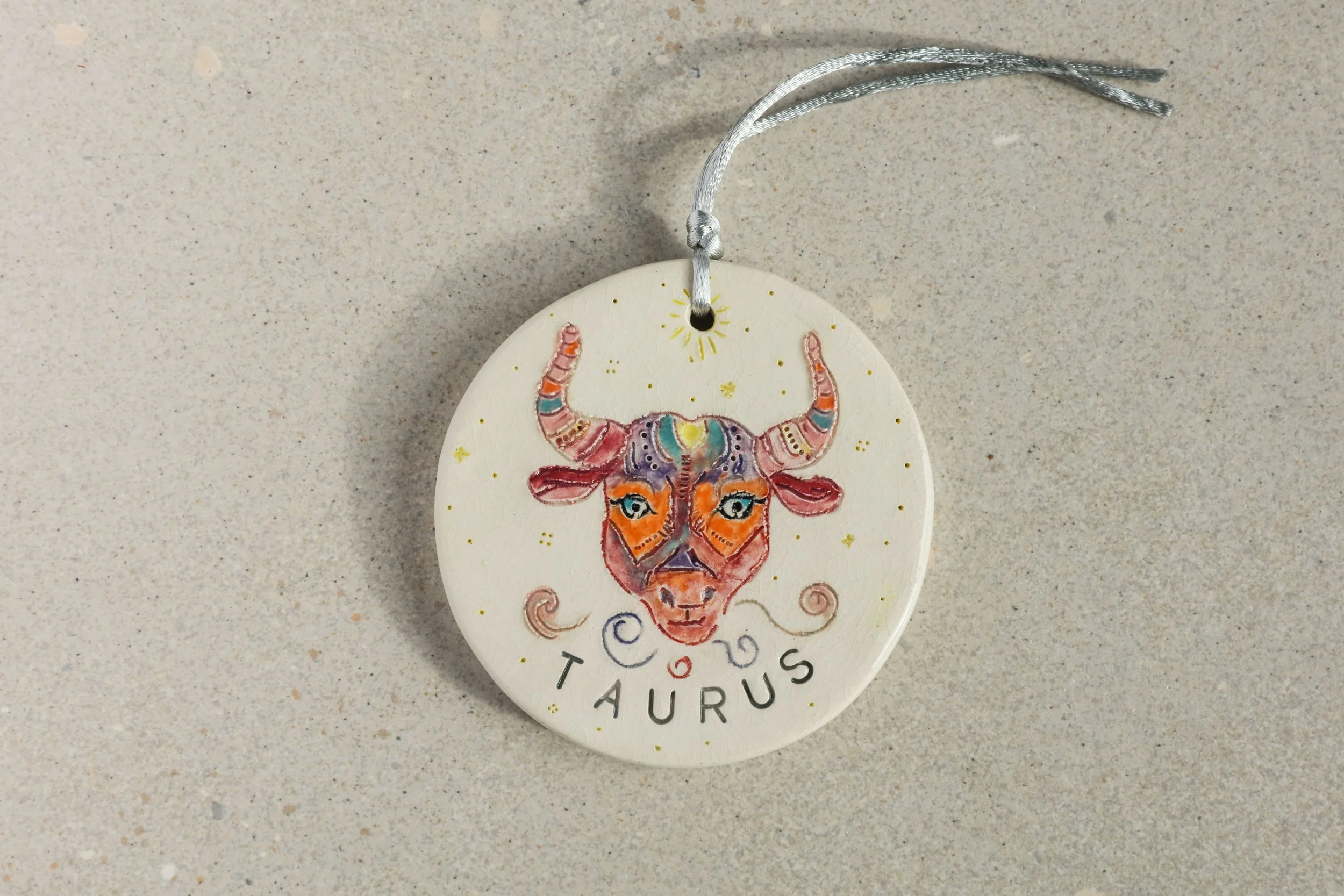 Zodiac star signs all hand made clay and designs by Donna which are hand glazed, making these a personal unique gift