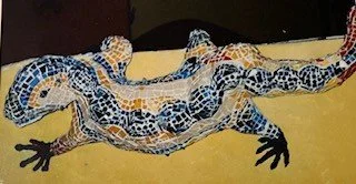 Gaudi style 3D mosaic lizard for "Barcelona Tapas Restaurant", London
