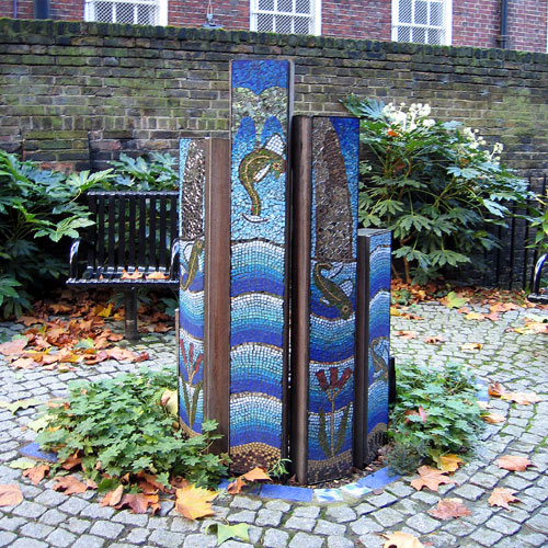 Water feature mosaic. Camden, London