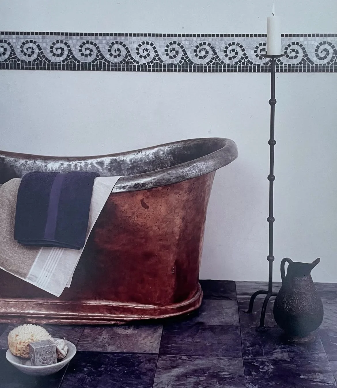 Marble wave set as a border for a bathroom, London