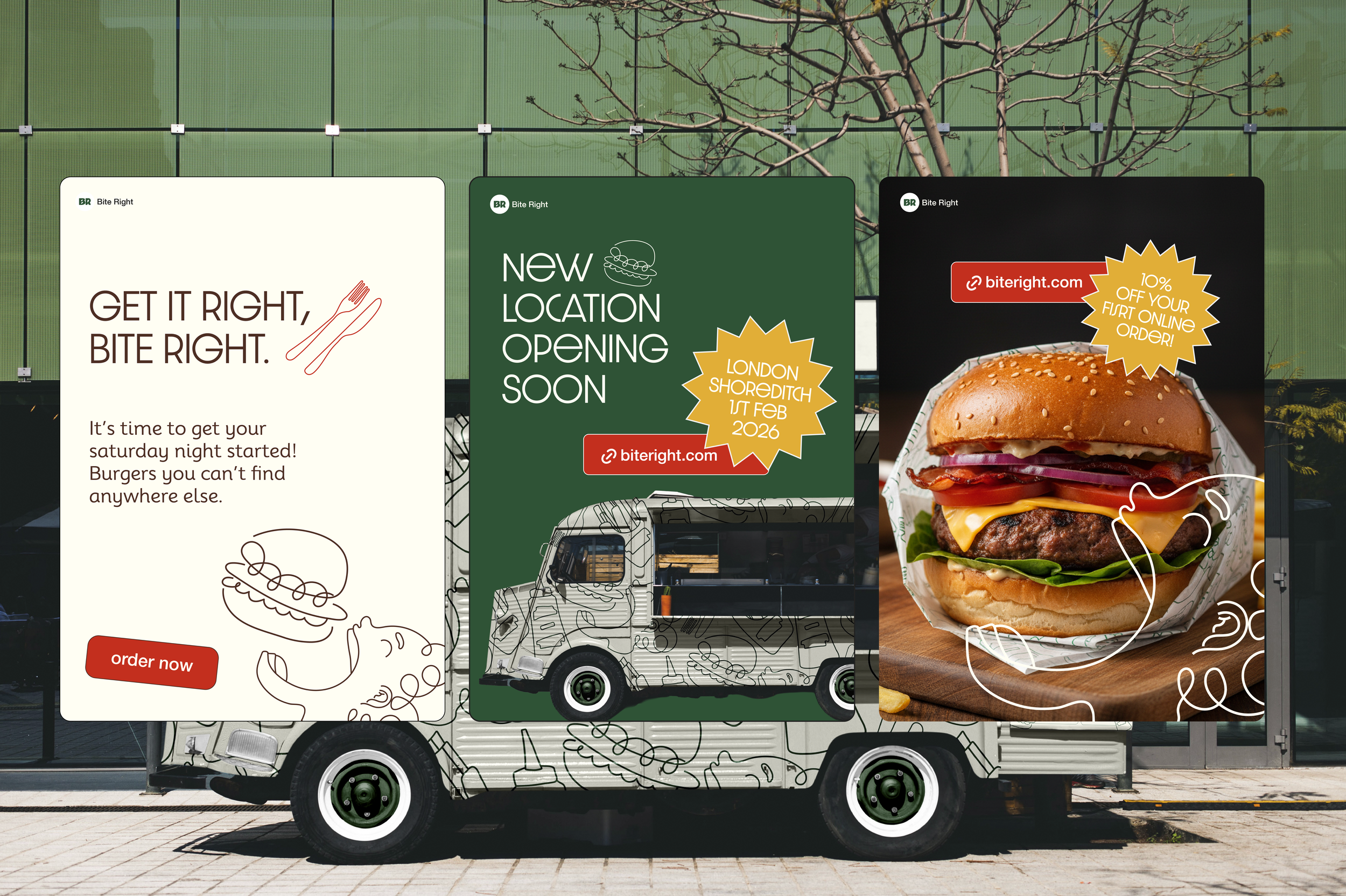 Social media designs for bite right brand