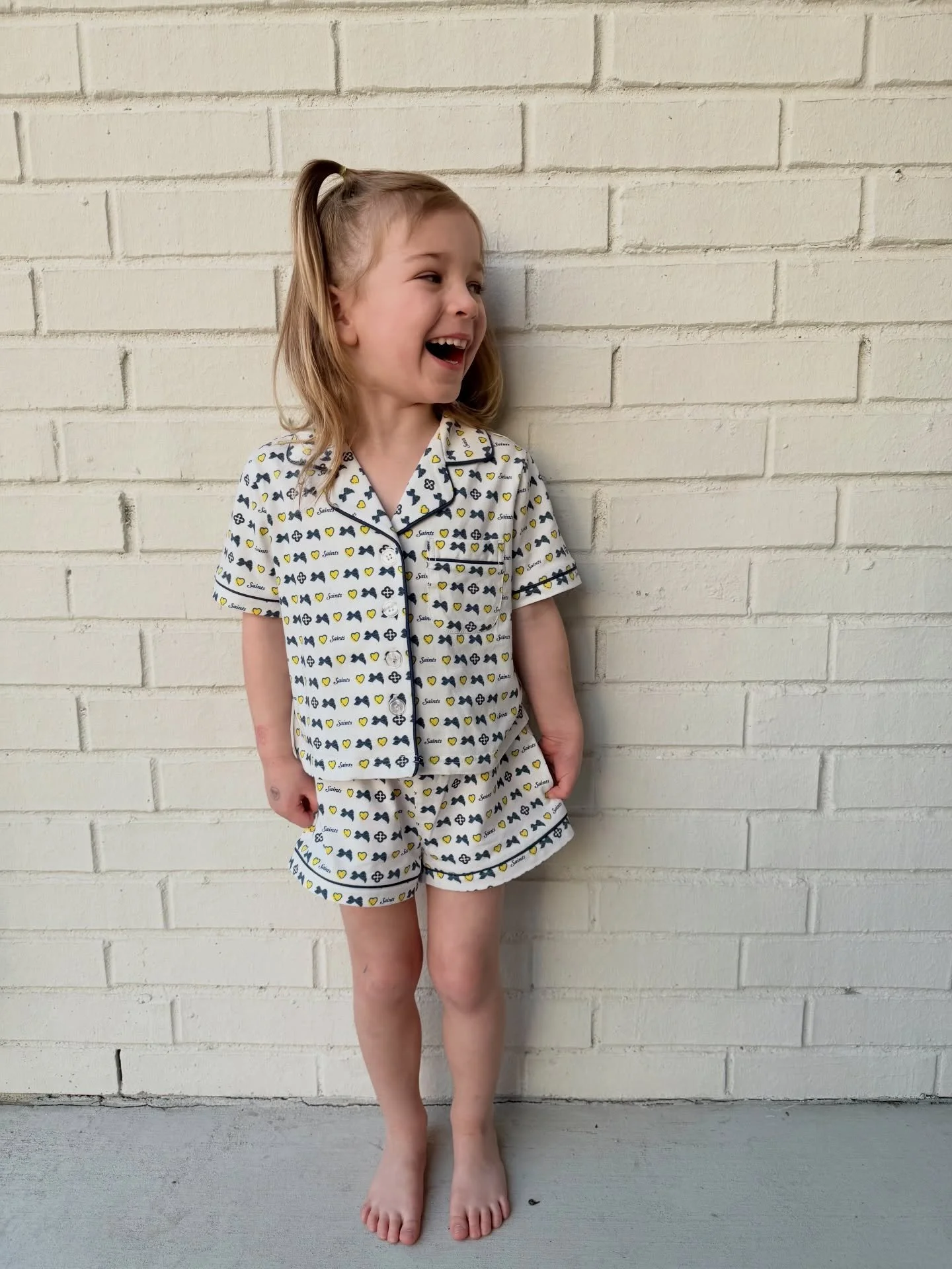 This is your sign @montecassinoschool to order your cute (and cozy!) school spirit pajamas 💙💛 Go Saints!