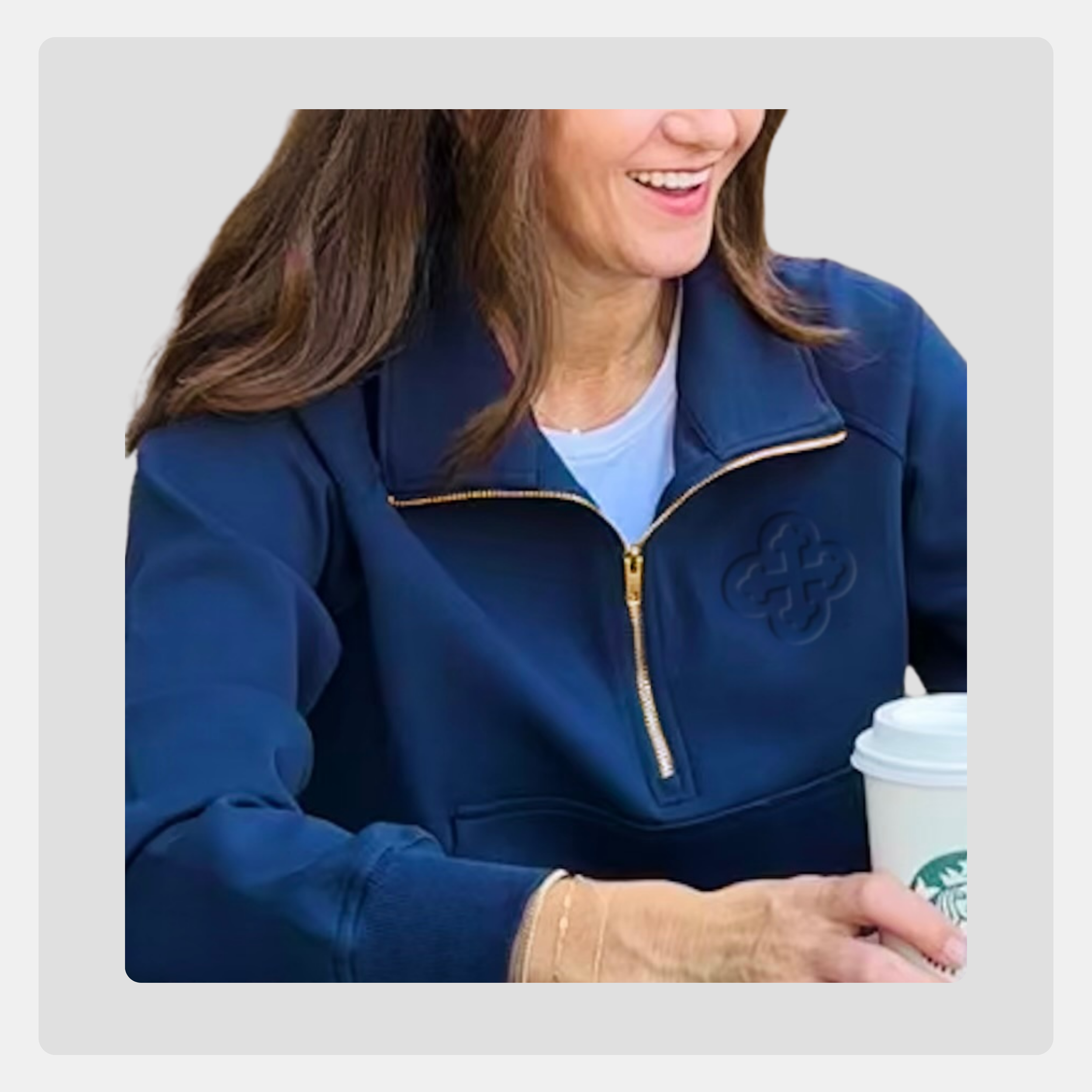 Monte Cassino Half Zip Scuba Sweatshirt - White / Navy / Grey