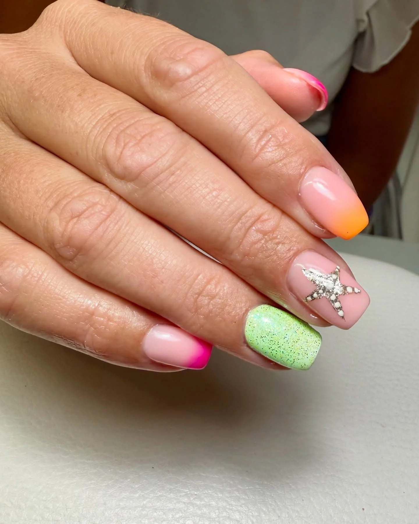 ✨ Summer vibes nailed 🌈💅
#BIABNails #SummerNails #GelBottle #NeonNails #StarfishNails #NailInspo #HolidayNails #tgbinsider #wokingnails #biabwoking