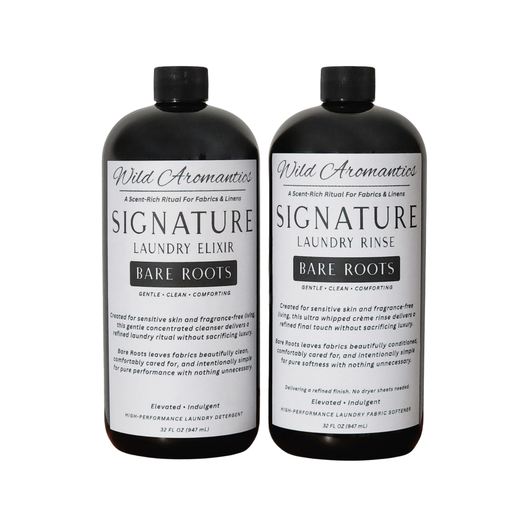 Bare Roots Fragrance-Free Signature Laundry Elixir Detergent + Bare Roots Fragrance-Free Signature Laundry Rinse Set 32oz. Each