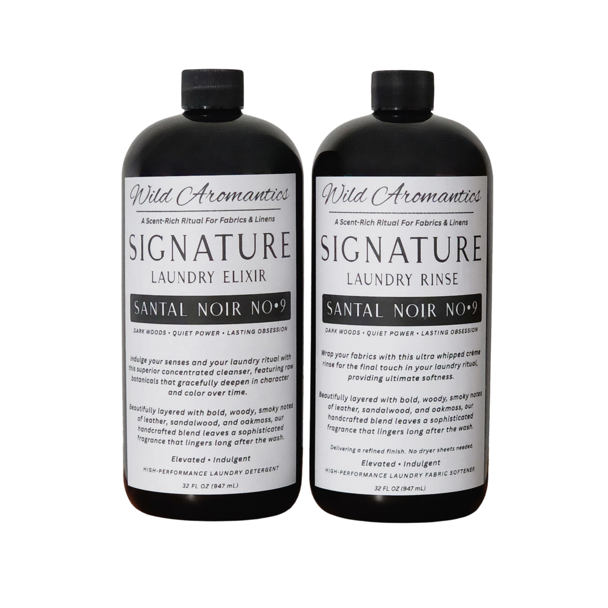 Santal Noir No•9 Signature Laundry Elixir Detergent + Santal Noir No•9 Signature Laundry Rinse Set 32oz. Each