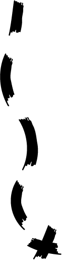 dashed line leading to a cross