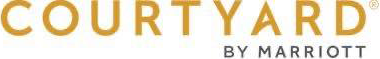 Logo of Courtyard by Marriott in gold lettering.