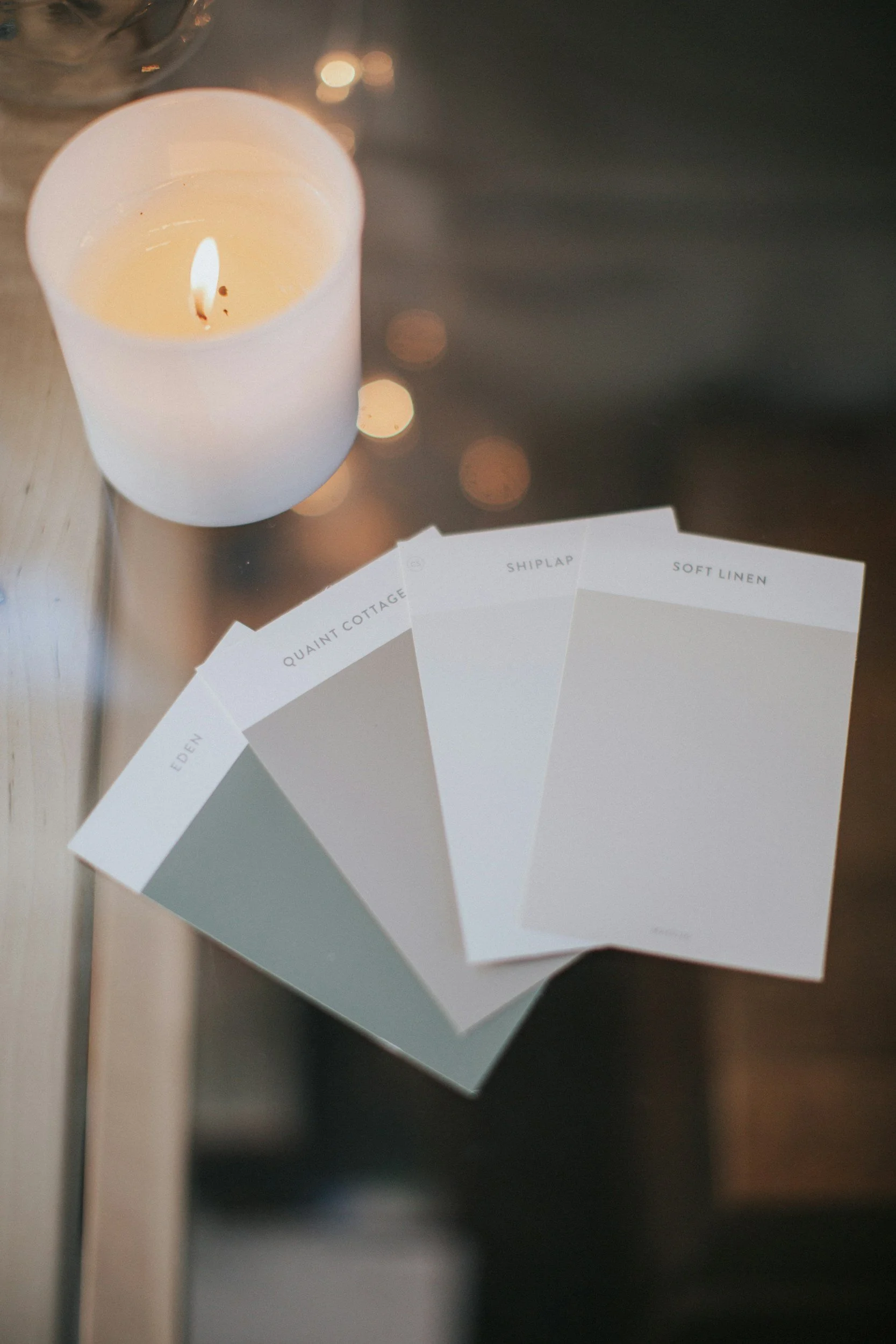 paint chips and candle