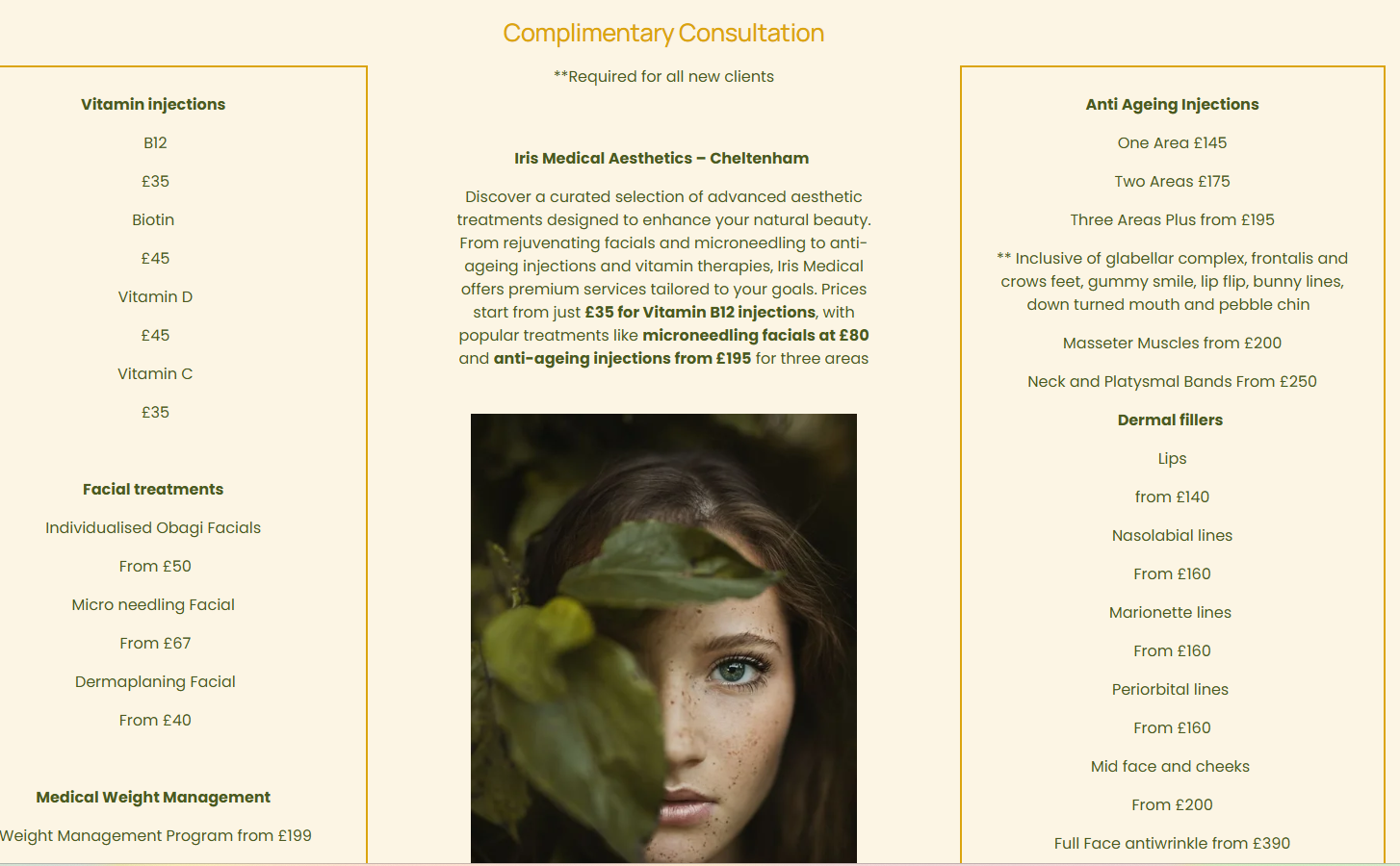 Iris Medical Aesthetics Website designed by Tina Bee Web Design