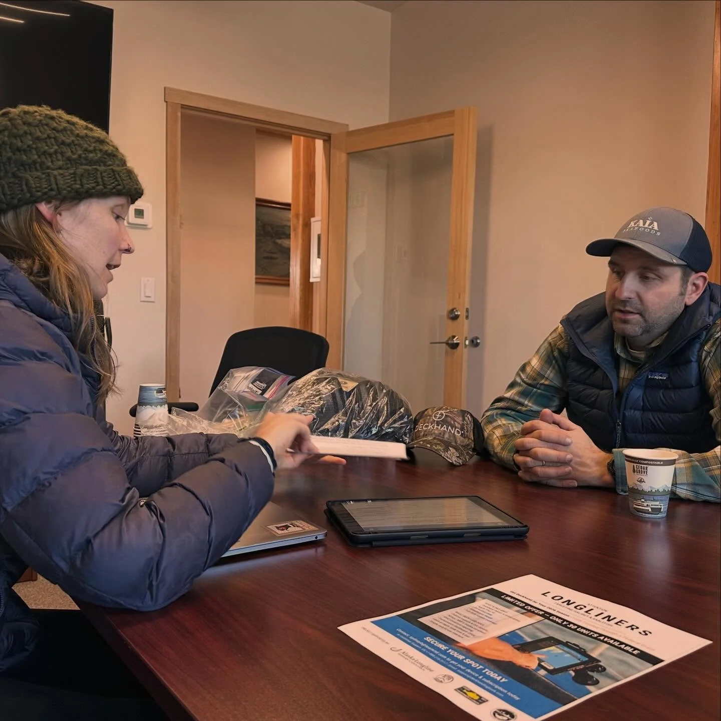 Chloe and Sydney come to Homer today for a @deckhandlogbook info session with local fishermen. A great opportunity to get answers to questions and discuss where the app is headed. 

Thanks for coming!