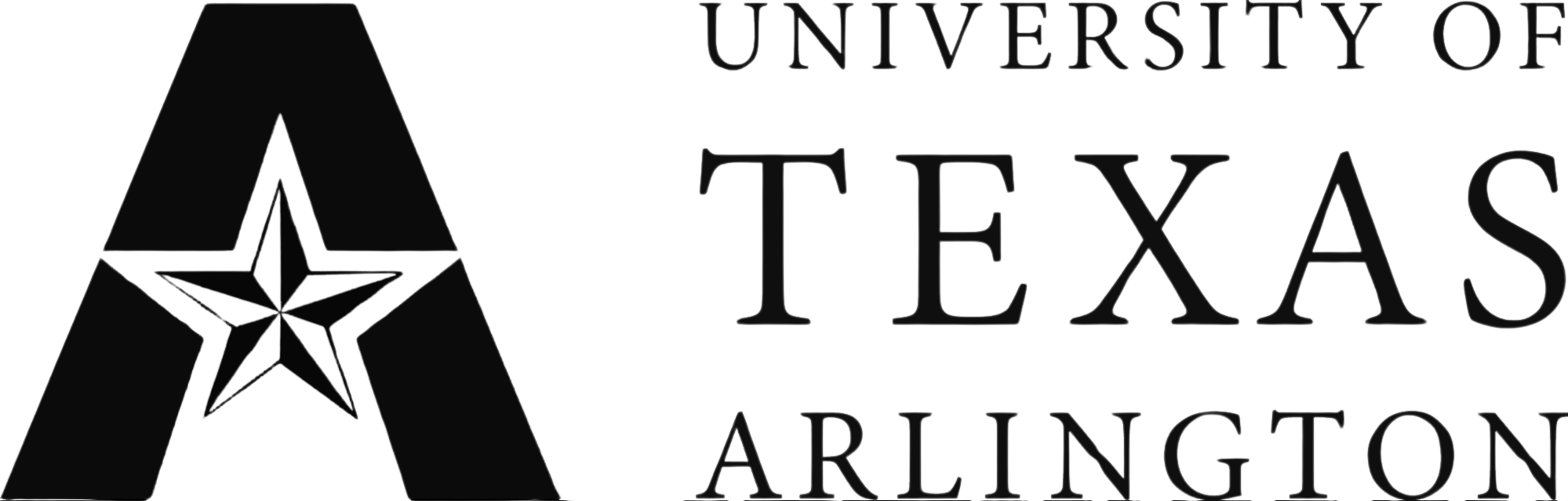 Logo for the University of Texas Arlington with a black star and text.