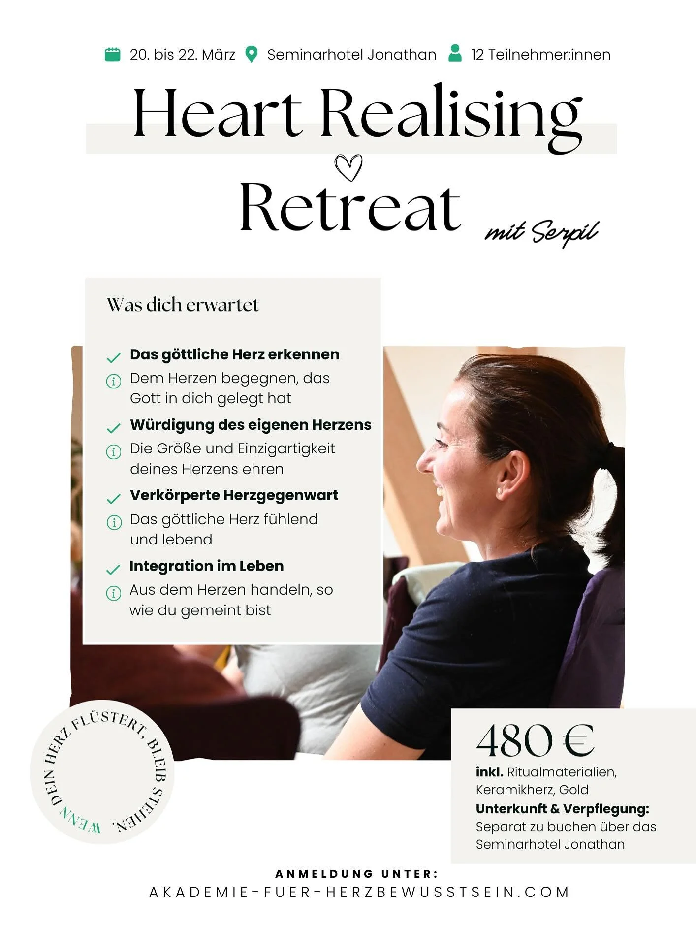 Die Erinnerung des Herzens ❤️

Es gibt ein Erkennen, das jenseits des Denkens geschieht.
Es geschieht dort, wo das Herz wieder sp&uuml;rbar wird.

Als Quelle. Als inneres Licht, aus dem Leben flie&szlig;t.

Das Heart Realising&reg; Retreat &ouml;ffne