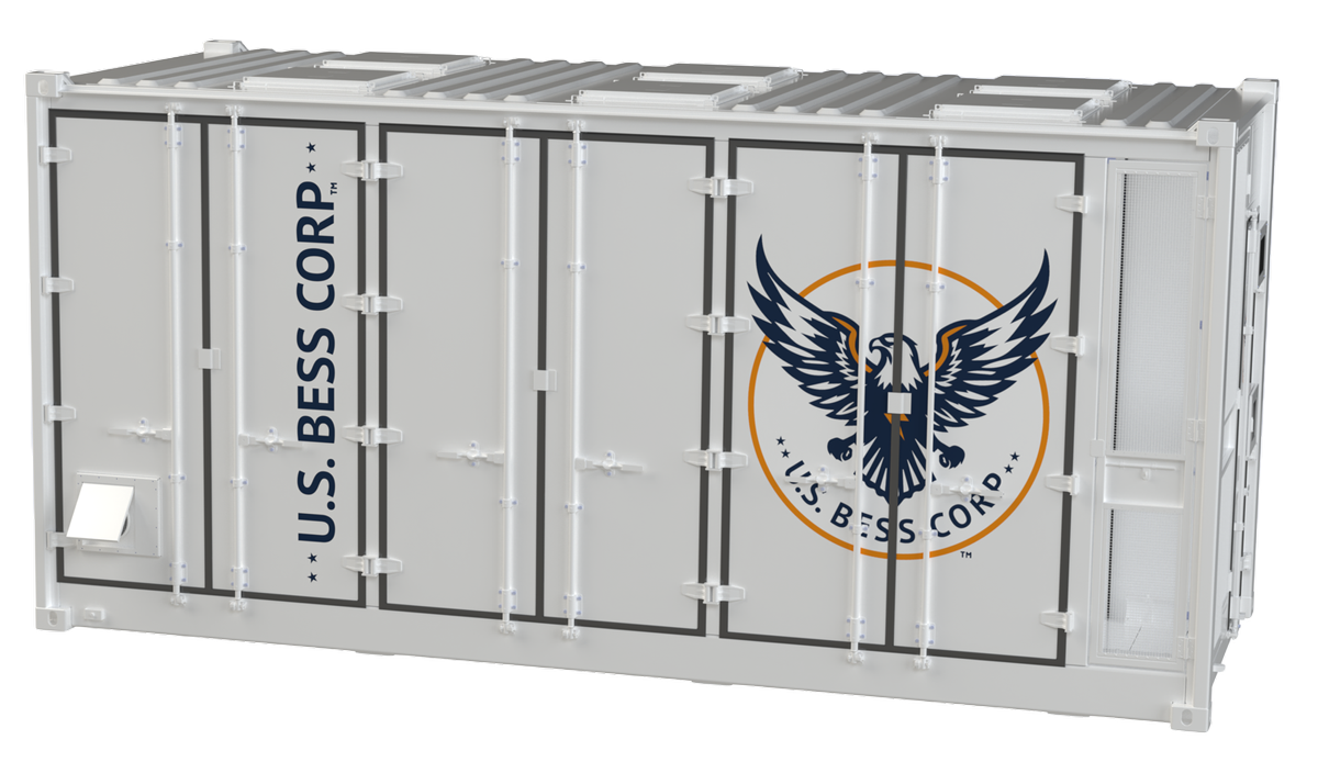 White refrigeration container with U.S. Bess Corps logo and eagle emblem