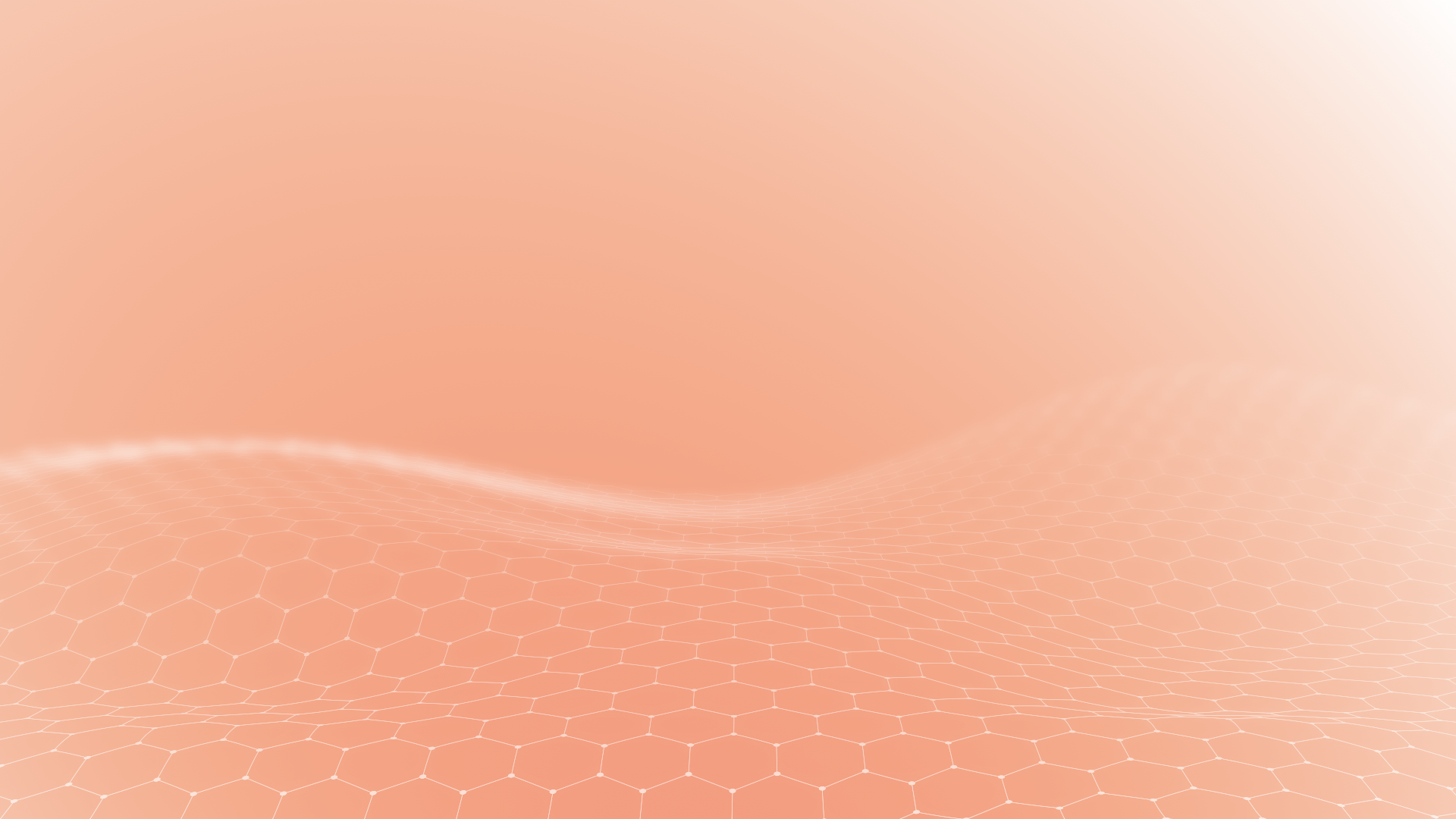 Fondo digital en tonos anaranjados con patrón de hexágonos y ondas suaves.