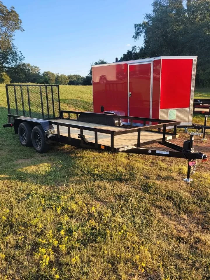 Tandem axle utility trailer with pressure treated wooden flooring at MLE Trailer Solutions