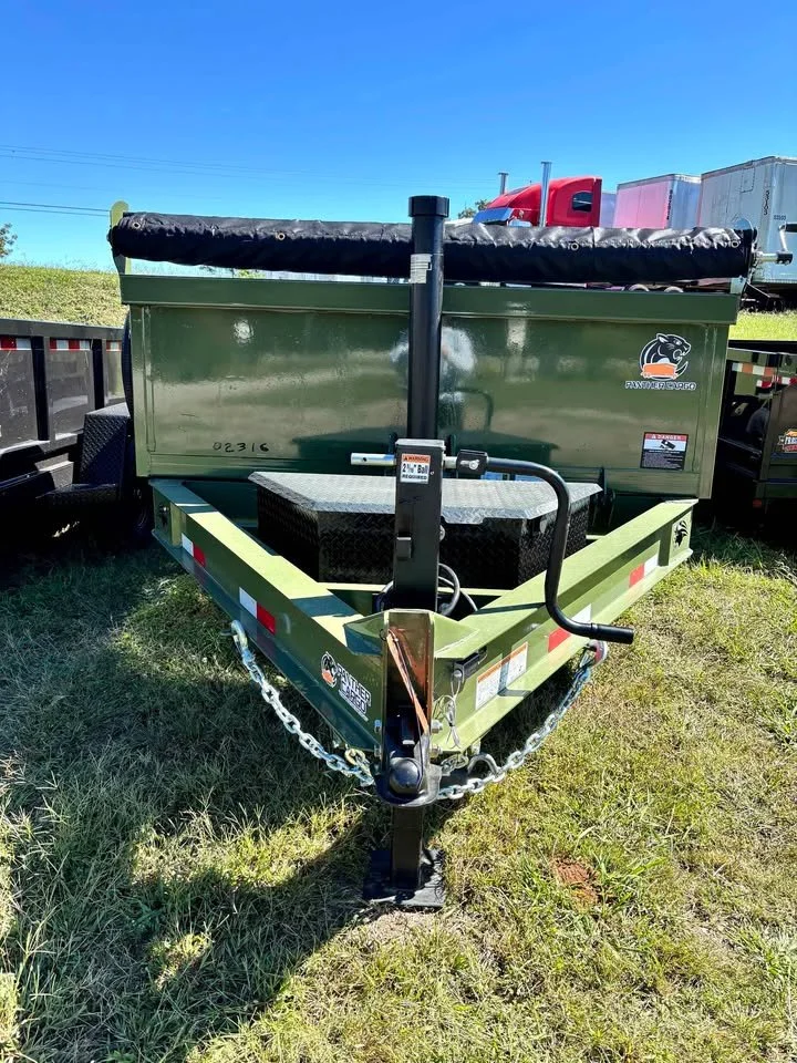 2027 Pnather Cargo 7x16 Dump Trailer - Army Green Front.jpg