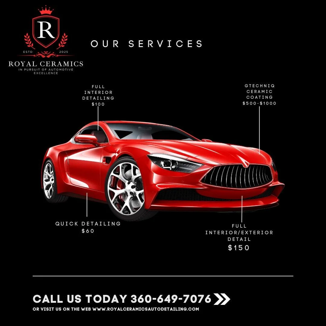 🚨 Summer Deal Extended! 🚨
2-Stage Professional Paint Correction + 9 Year Gtechniq Ceramic Coating starting at only $500! Protect your paint. Boost your shine. Drive with confidence.

📍 Mobile &amp; in-shop options available!
www.royalceramicsautod