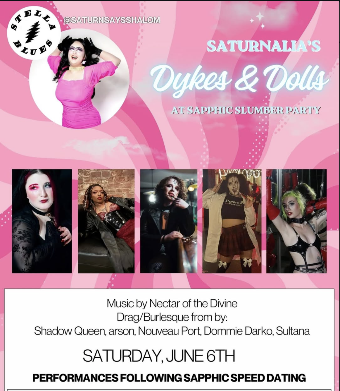Sapphic Speed Dating Happy Hour with drag performances and Nectar of the Divine 