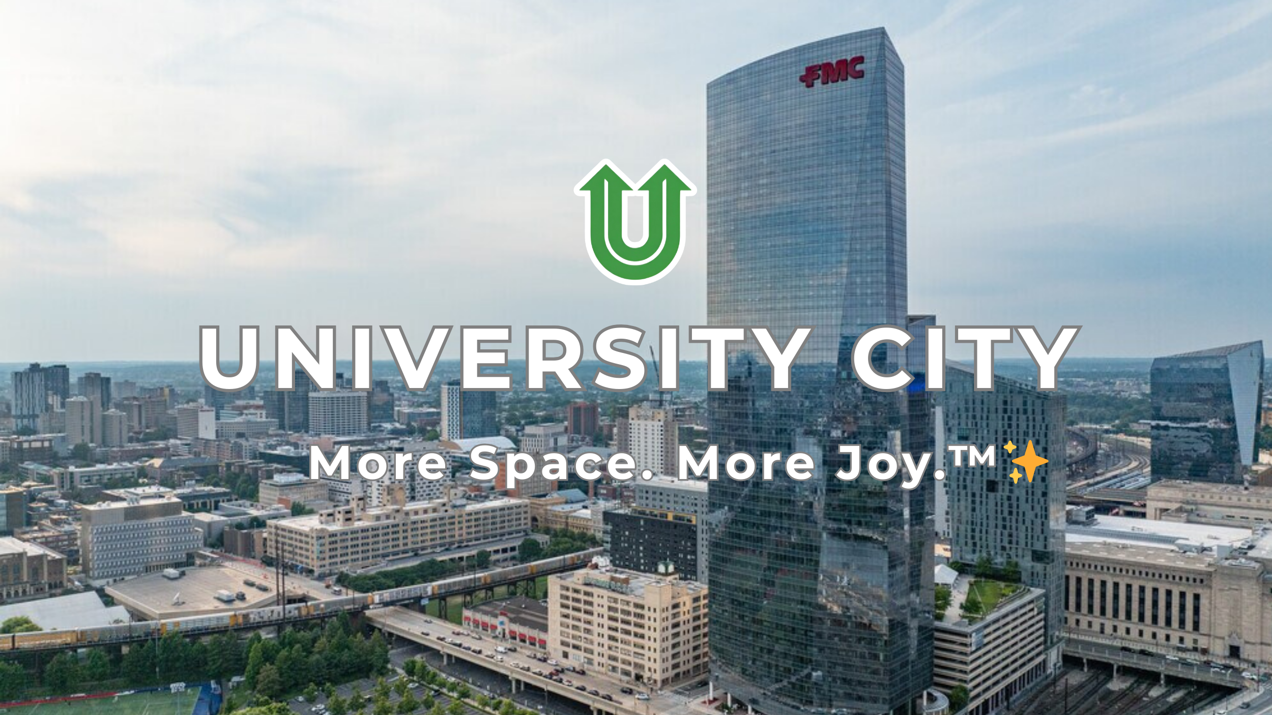 Branded photo from Uplift Junk Solutions showing a cleanout for a property in the University City area of Philly. The image features the green Uplift “U” brand mark and the ‘More Space. More Joy.™ ✨’ tagline.