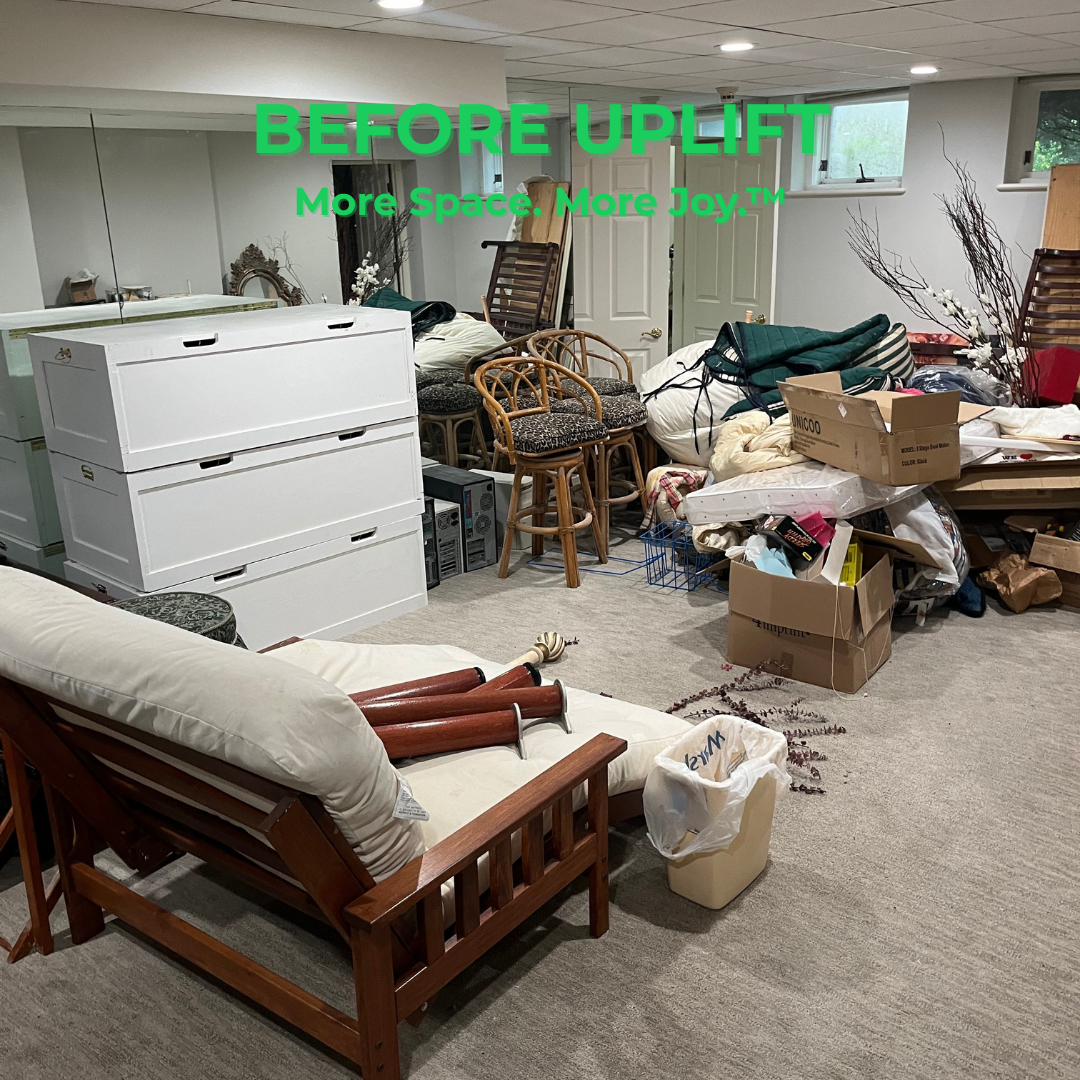 Before Junk Solutions' basement cleanout, showing the before cluttered space in a home in Center City Philadelphia, PA.