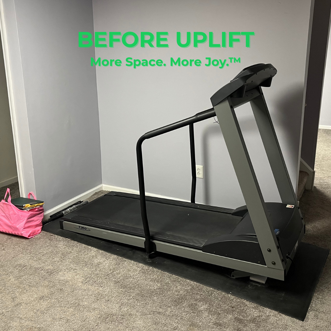 Before Uplift Junk Solutions' treadmill removal, showing the before cluttered space in a home in Philadelphia, PA.