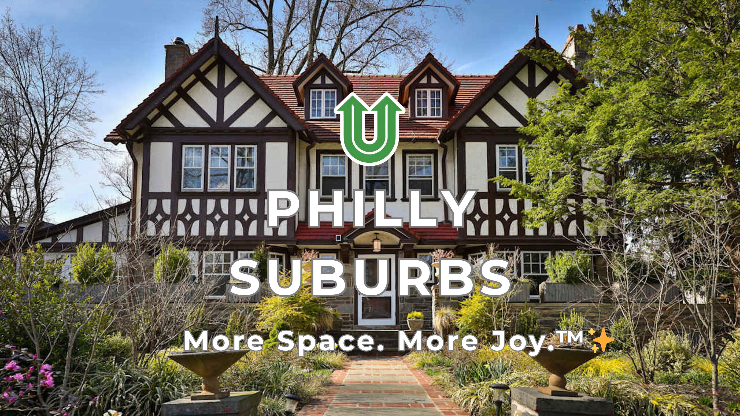 Branded photo from Uplift Junk Solutions showing a cleanout at a home in the Philly suburbs. The image features the green Uplift “U” brand mark and the ‘More Space. More Joy.™ ✨’ tagline.