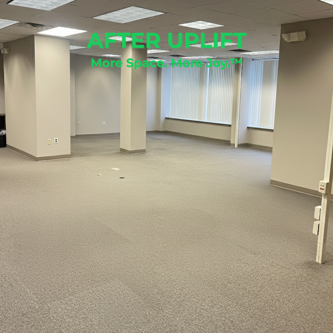 After Uplift Junk Solutions' basement cleanout, showing the newly cleared space in an office in Cherry Hill, NJ.