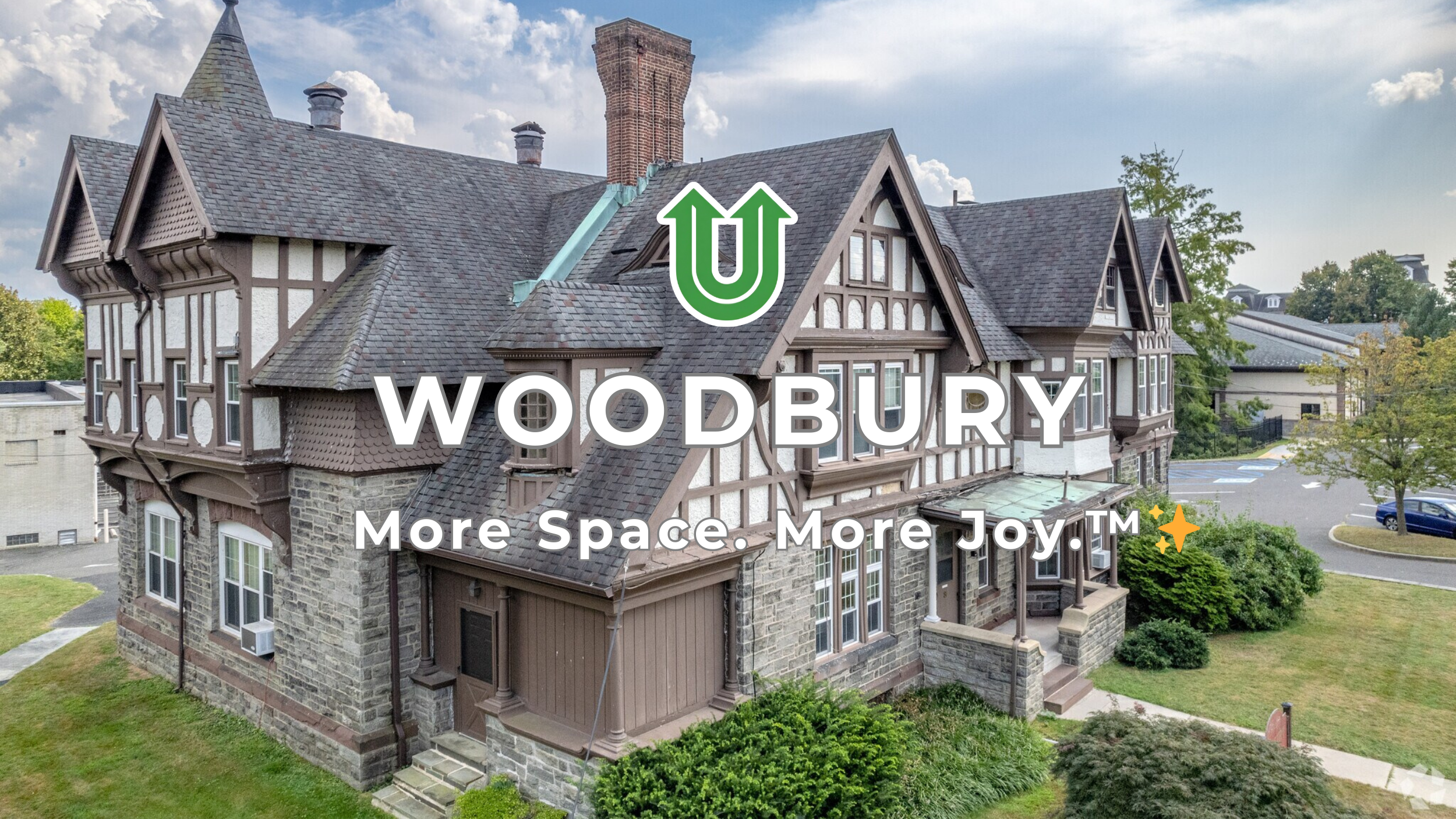 Branded photo from Uplift Junk Solutions showing a cleanout for a home in Woodbury, Gloucester County, NJ. The image features the green Uplift “U” brand mark and the ‘More Space. More Joy.™ ✨’ tagline.