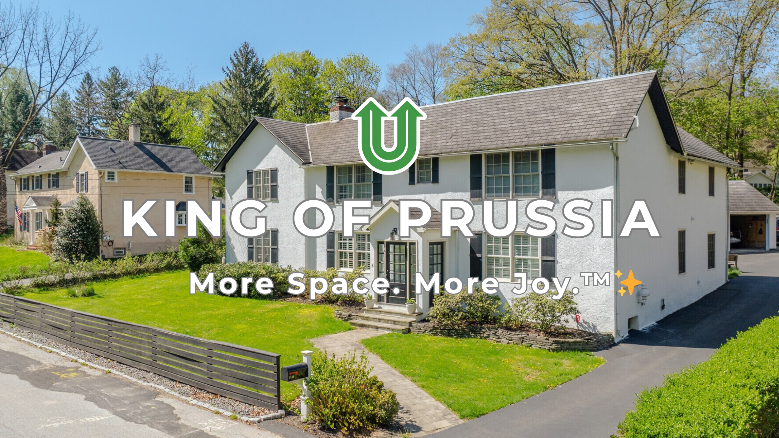 Branded photo from Uplift Junk Solutions showing a cleanout for a commercial property in King of Prussia, Montgomery County, PA. The image features the green Uplift “U” brand mark and the ‘More Space. More Joy.™ ✨’ tagline.