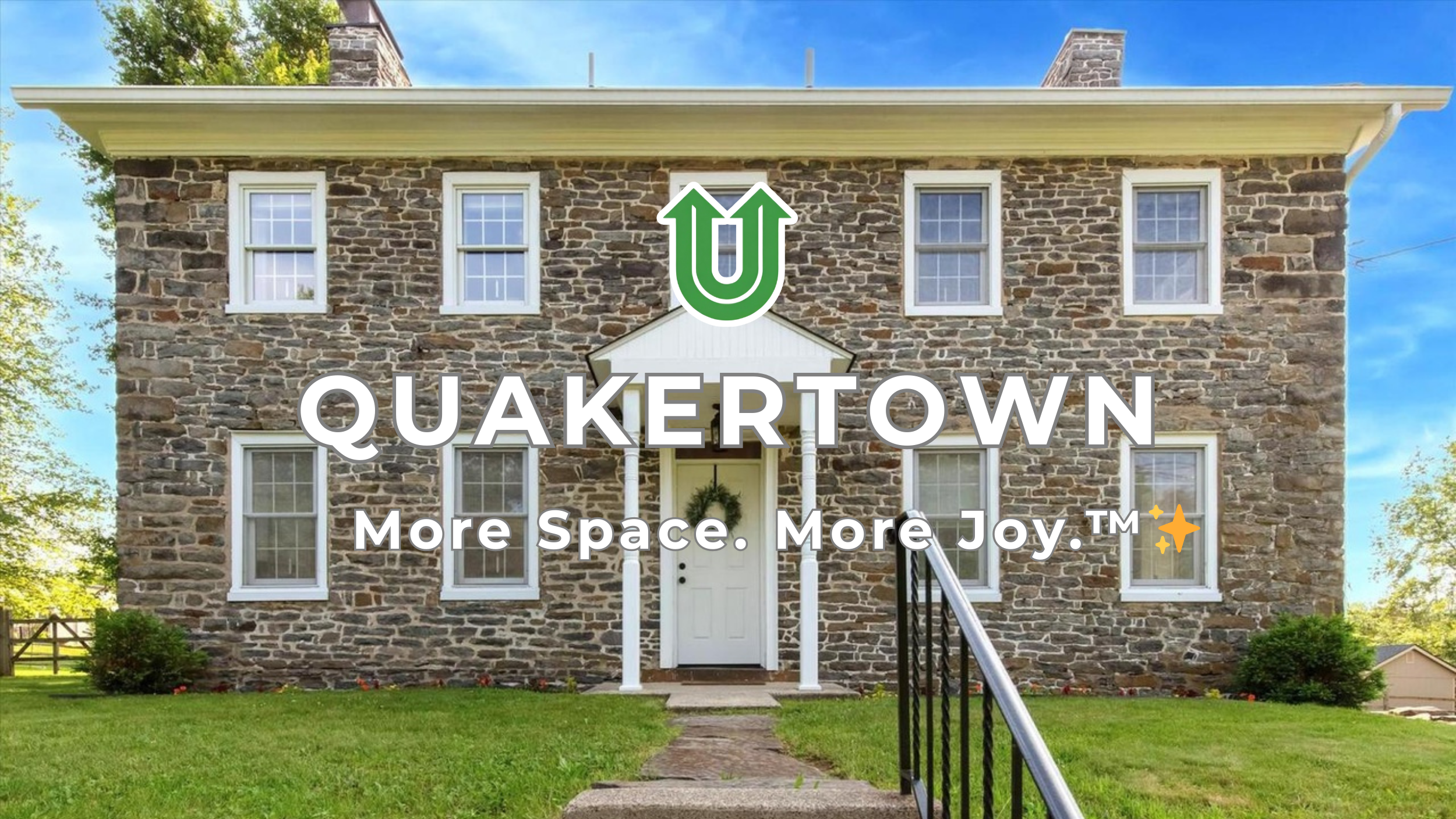 Branded photo from Uplift Junk Solutions showing a cleanout for a residence in Quakertown, Bucks County, PA. The image features the green Uplift “U” brand mark and the ‘More Space. More Joy.™ ✨’ tagline.