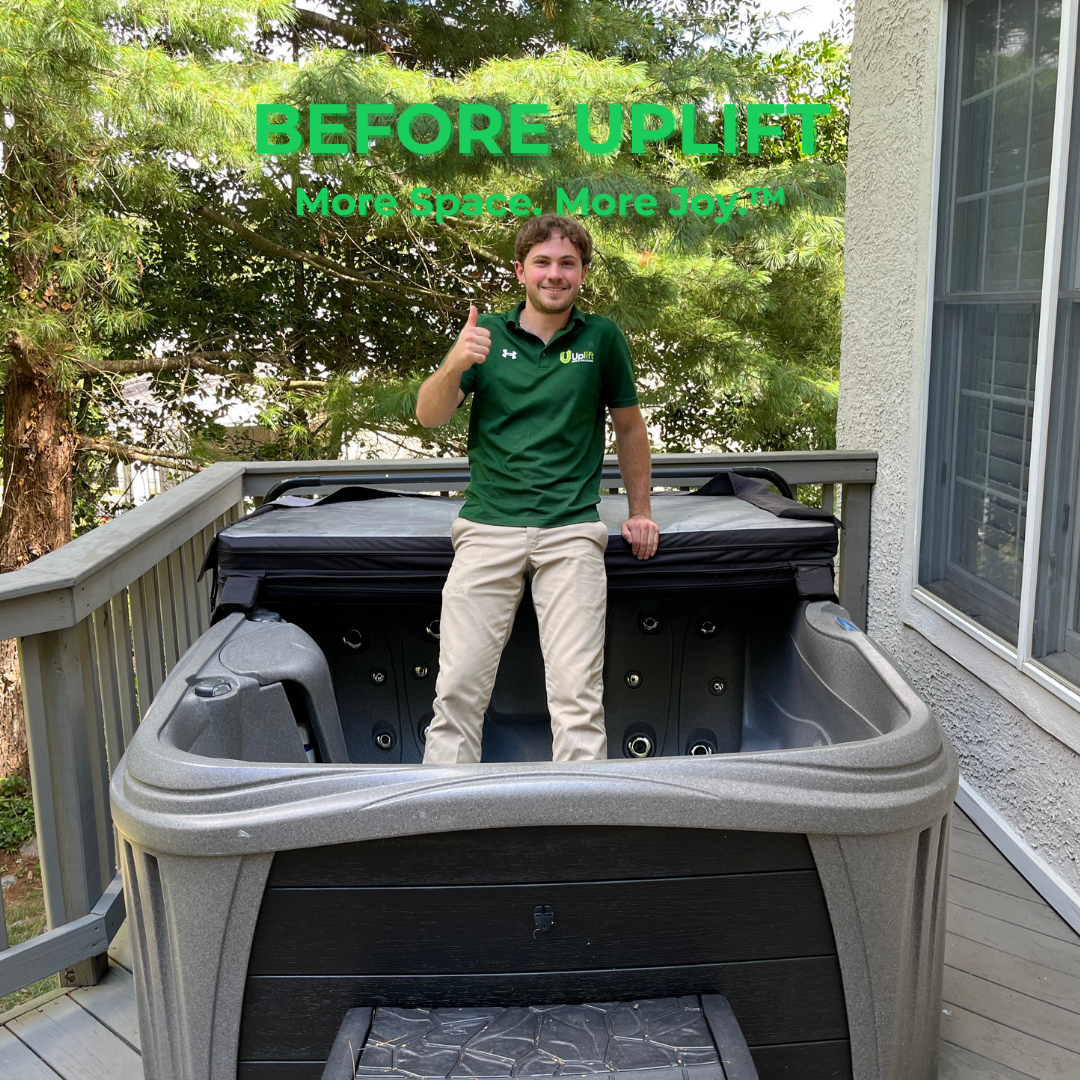 Before Uplift Junk Solutions' whirlpool removal, showing the before cluttered space in a home in Suburban Philadelphia, PA.