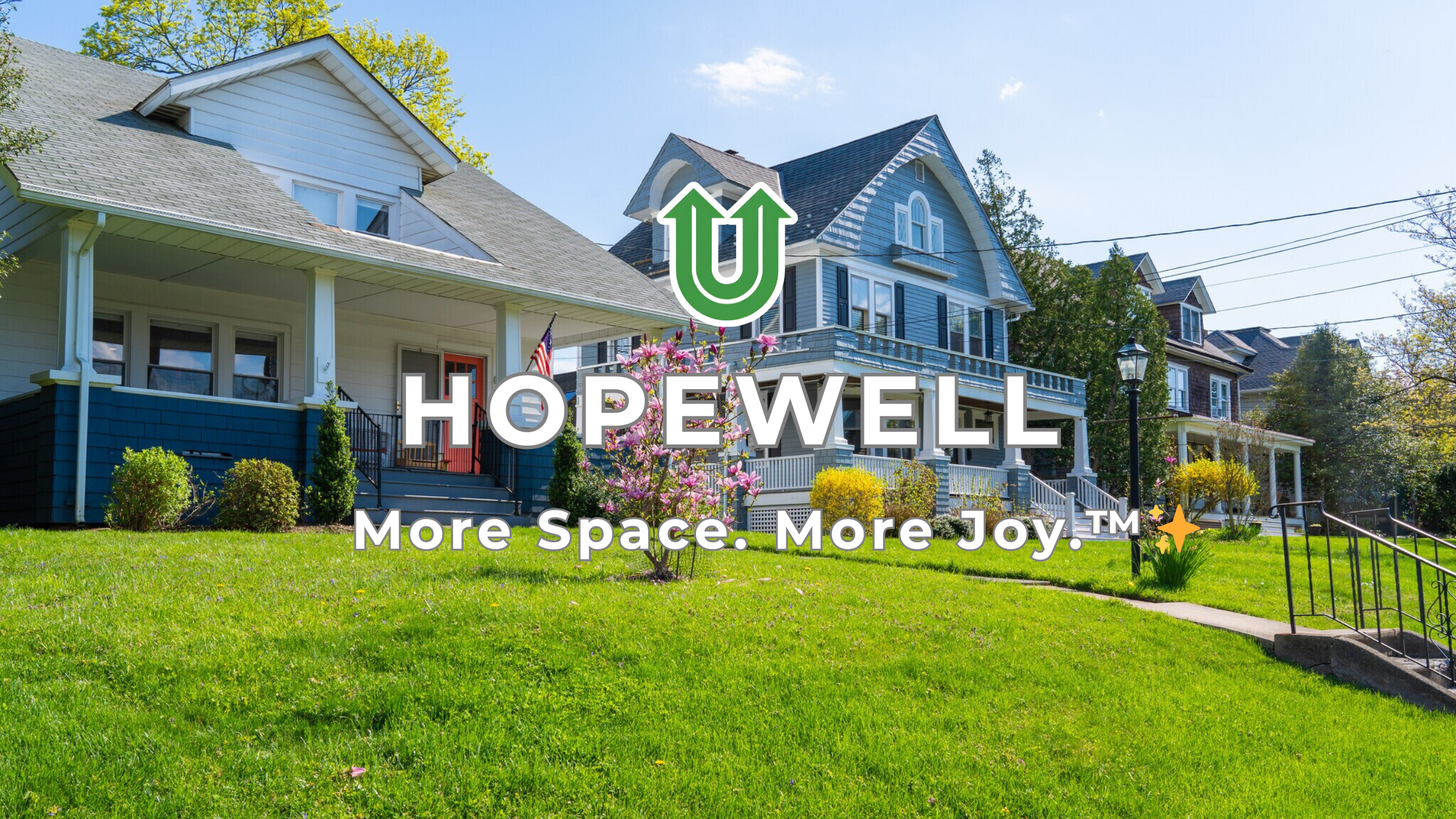 Branded photo from Uplift Junk Solutions showing a cleanout for a home in Hopewell, Mercer County, NJ. The image features the green Uplift “U” brand mark and the ‘More Space. More Joy.™ ✨’ tagline.