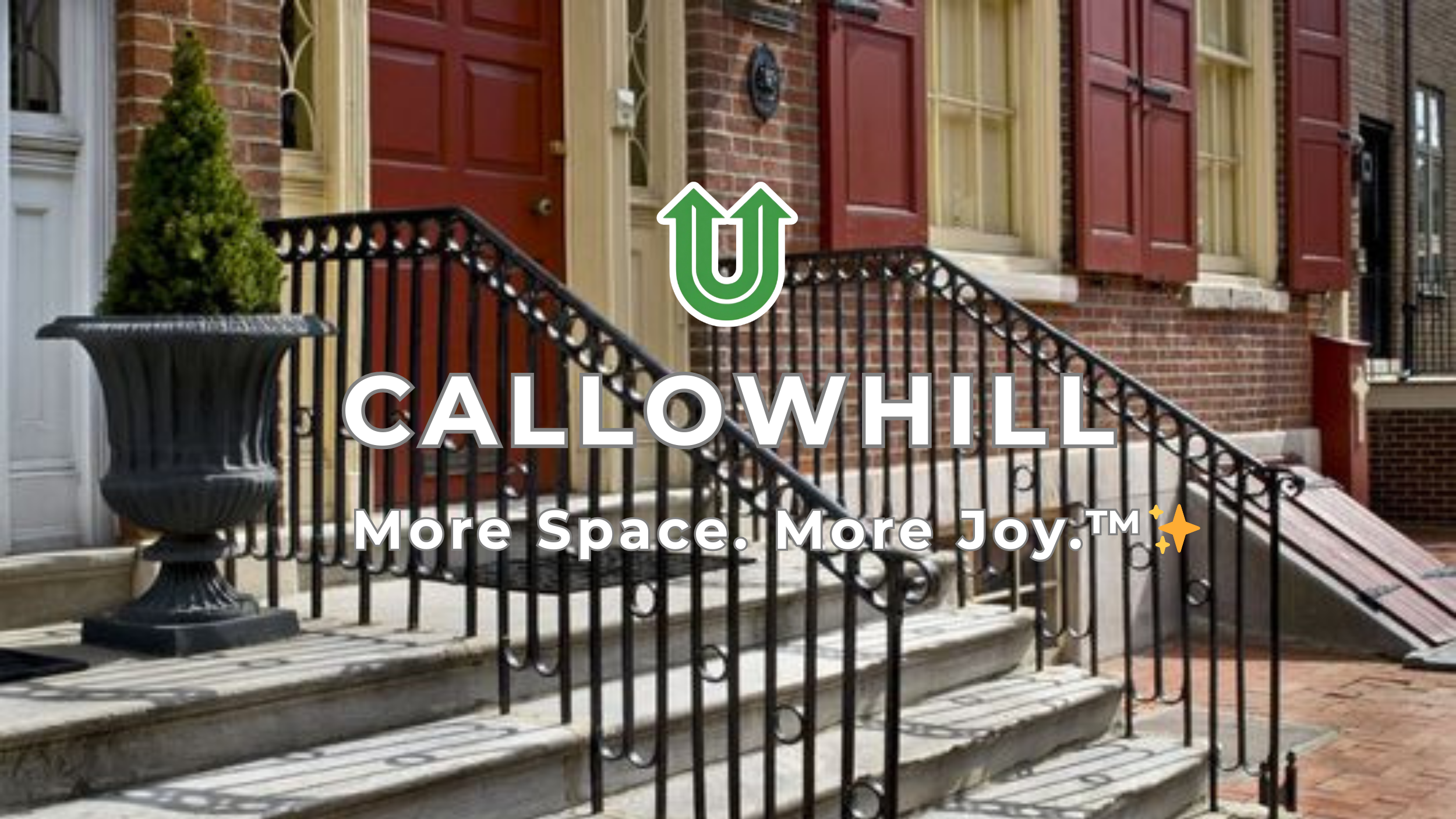 Branded photo from Uplift Junk Solutions showing a cleanout for a commercial property in the Callowhill neighborhood of Philly. The image features the green Uplift “U” brand mark and the ‘More Space. More Joy.™ ✨’ tagline.