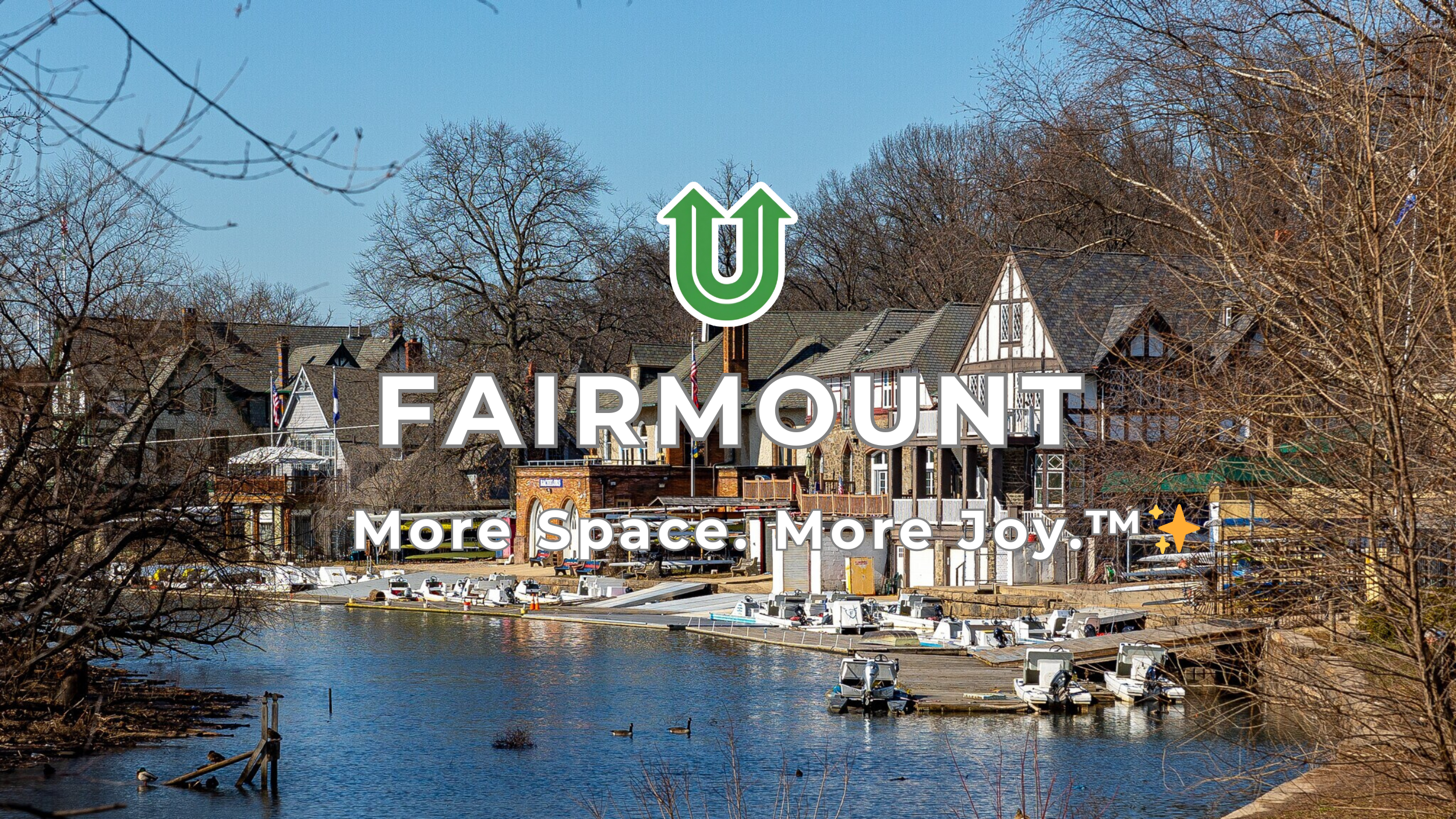 Branded photo from Uplift Junk Solutions showing a cleanout for a residence in the Fairmount neighborhood of Philly. The image features the green Uplift “U” brand mark and the ‘More Space. More Joy.™ ✨’ tagline.