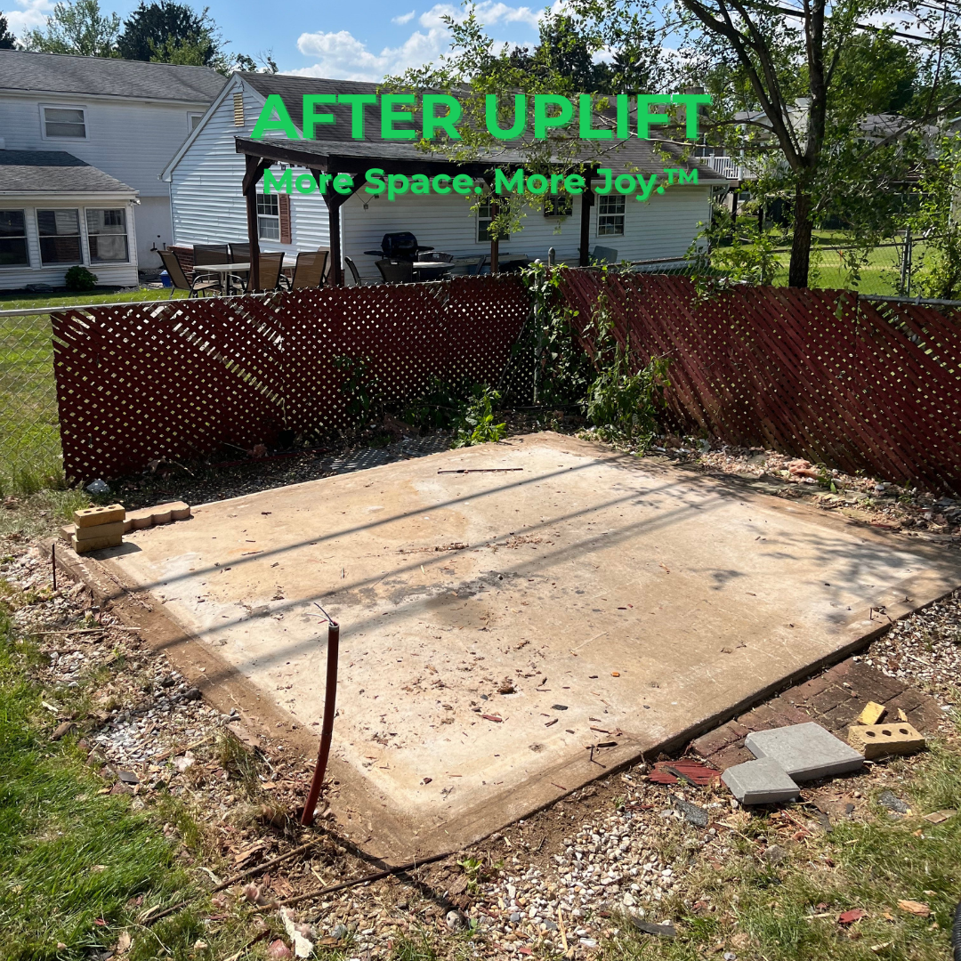 After Uplift Junk Solutions' shed demolition and removal, showing the newly cleared space in a yard in Allentown, PA.