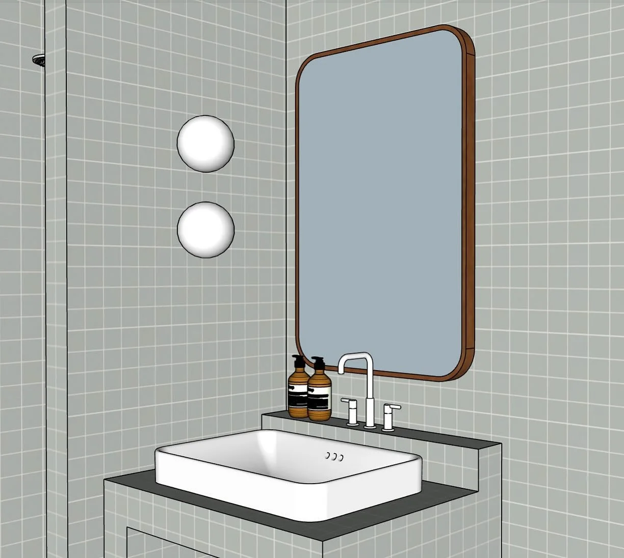 Cannot WAIT for this guest bathroom at the Via Allegra Project ✨

From client inspo &bull;&bull;&bull;> To the materials mood board &bull;&bull;&bull;> To the 3D rendering !

The IRL is loading in the desert, stay ever-so tuned.